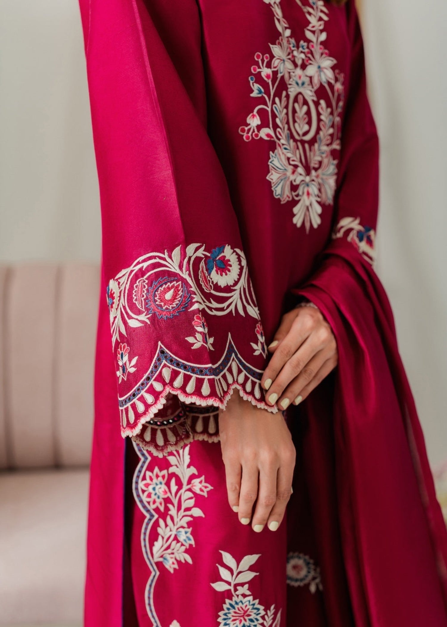 linen Kurta Set in Burgundy