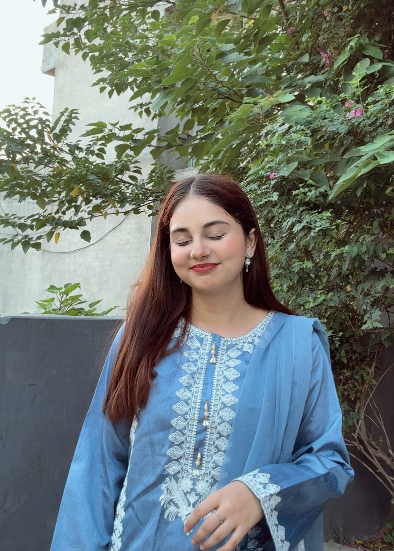 raw silk Kurta Set in Sky blue