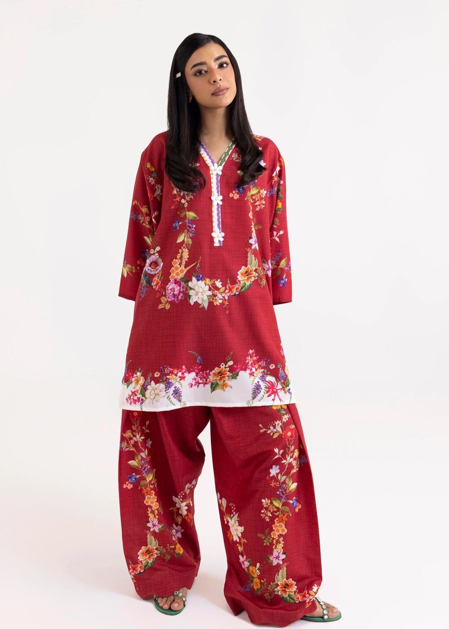 viscose Co Ord Sets in Maroon