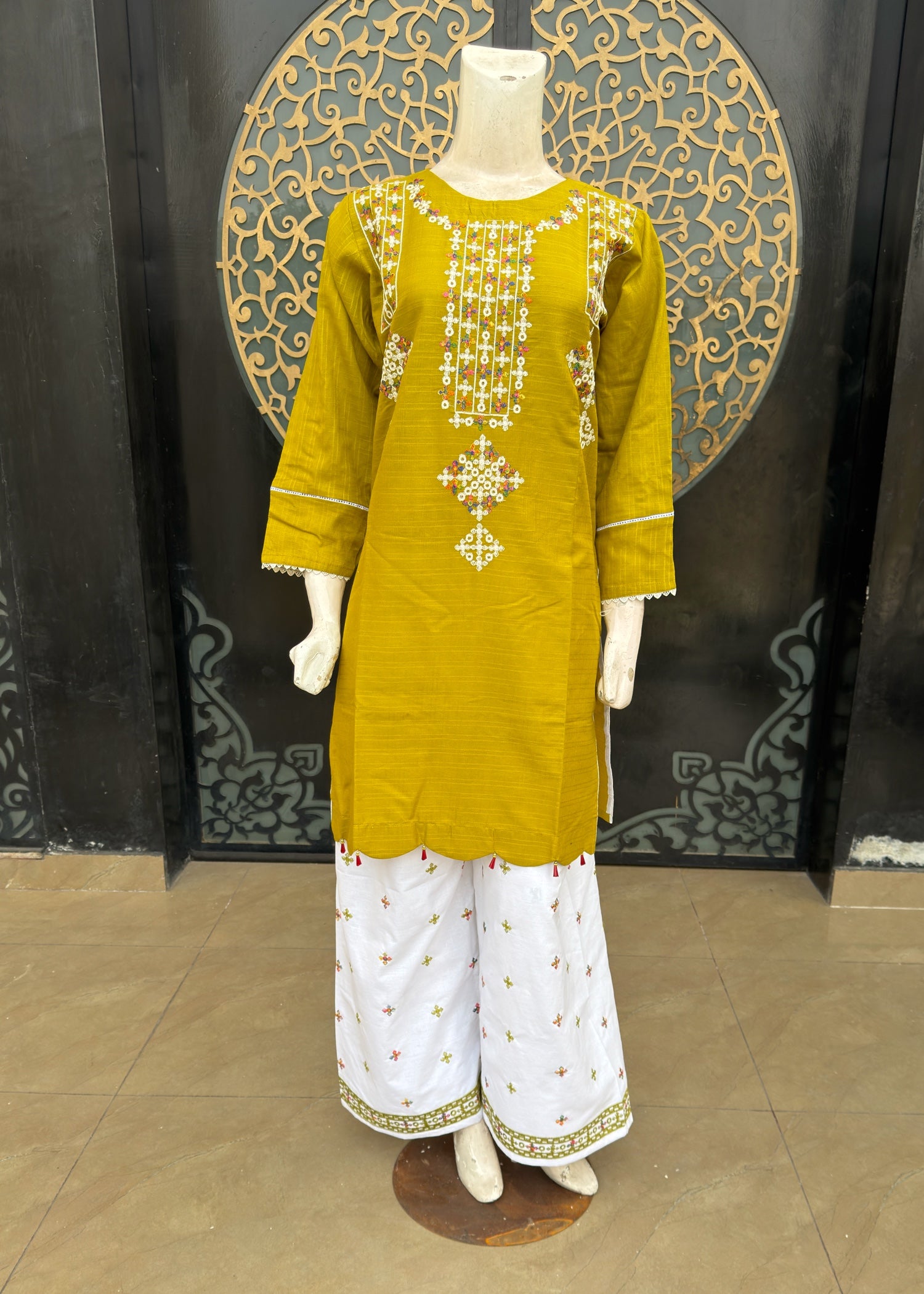 cotton Kurta Set in Mustard