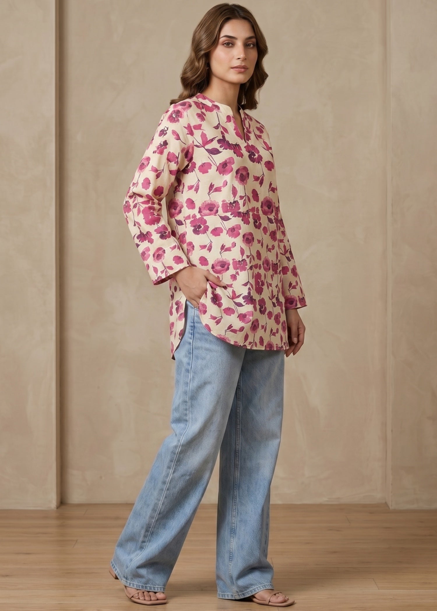 lawn cotton Kurti in Cream