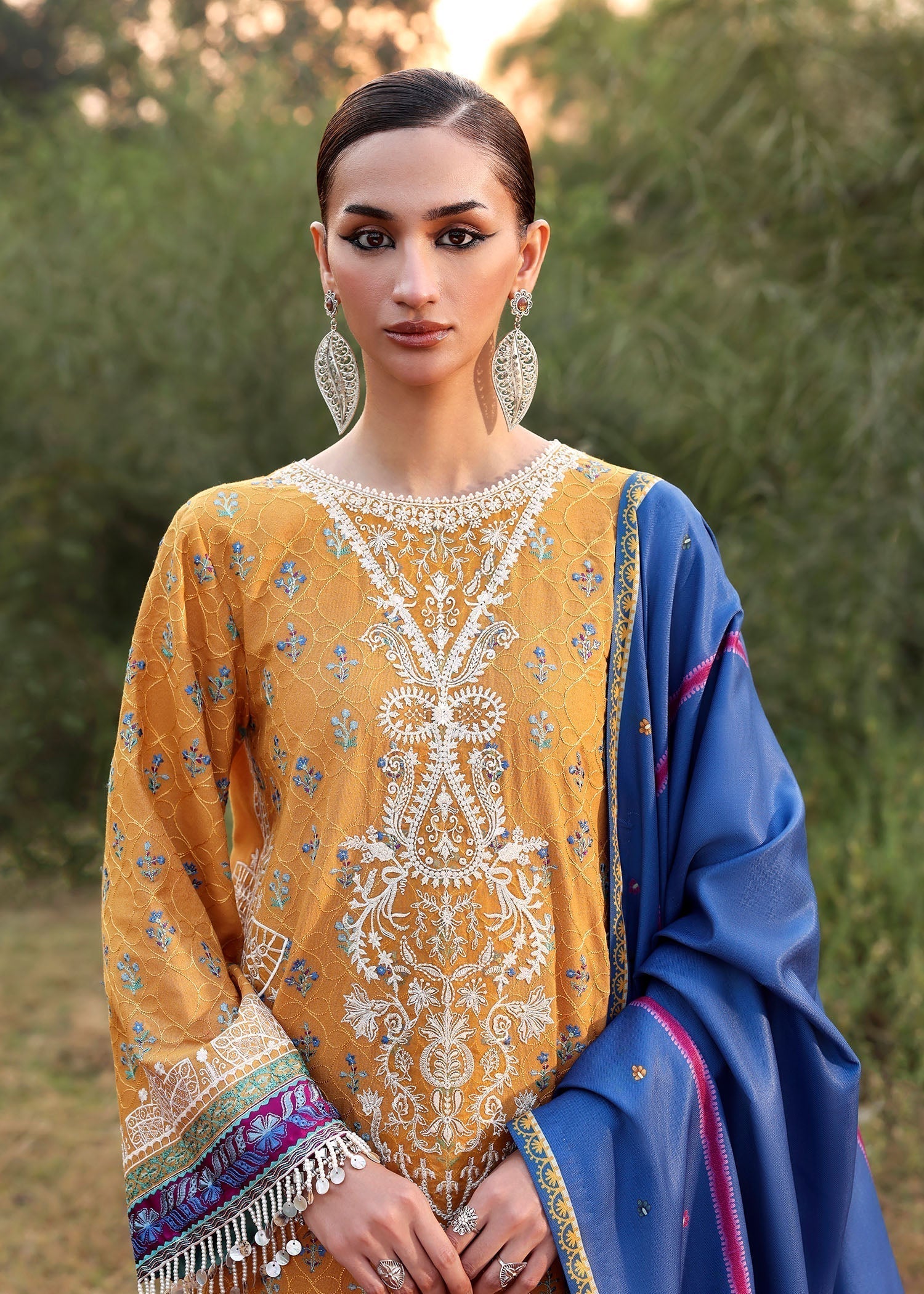 karandi Unstitched in Mustard