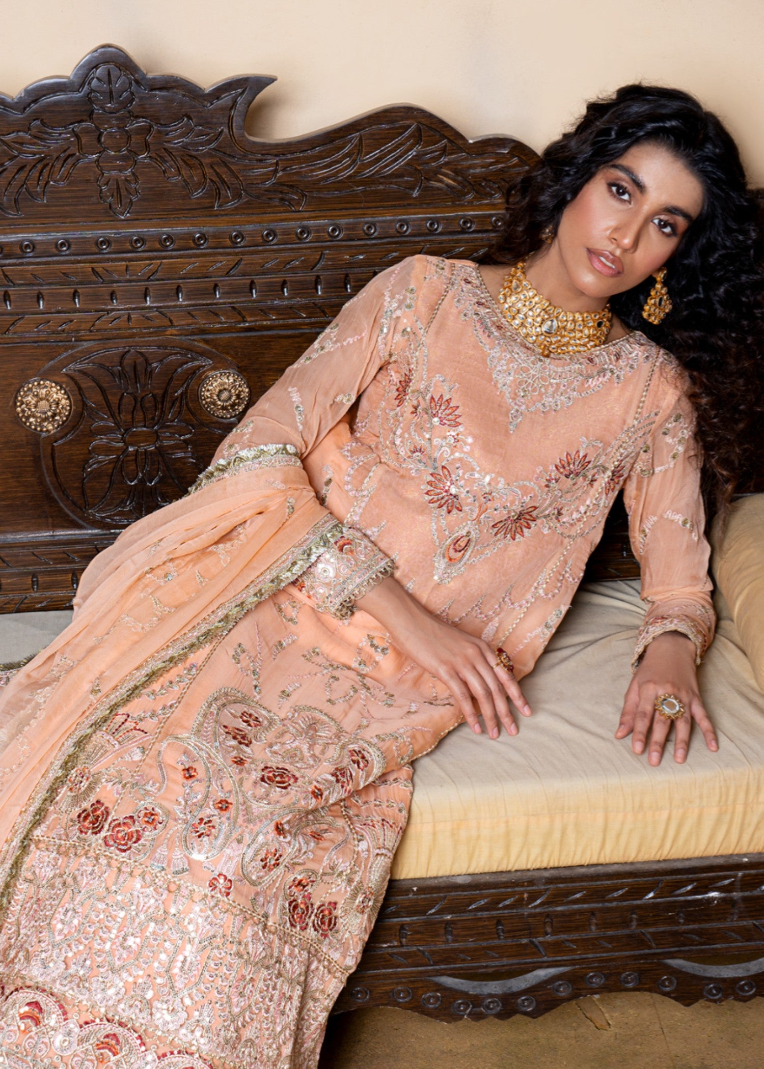 chiffon Kurta Set in Pastel pink