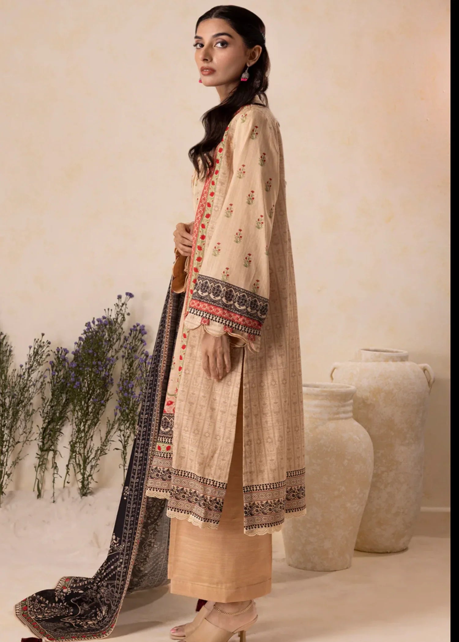 khaddar Unstitched in Beige