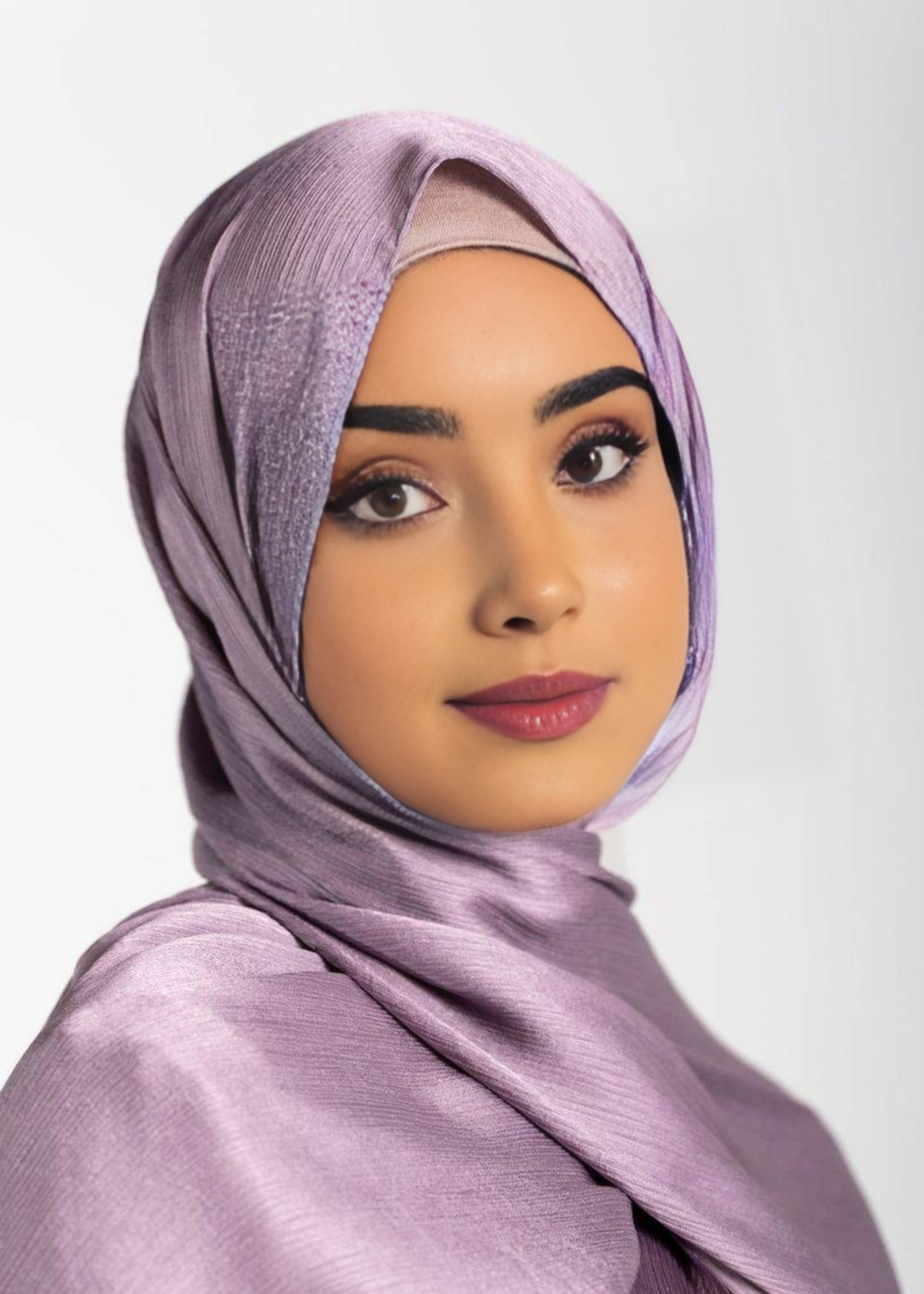satin crepe Hijab in Purple mountain majesty