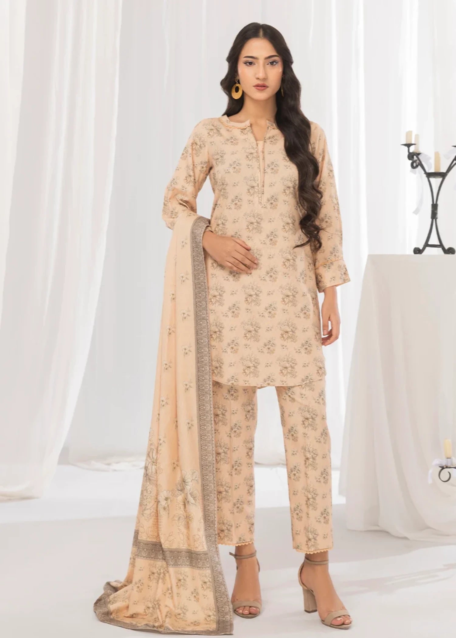 dhanak Unstitched in Antique white