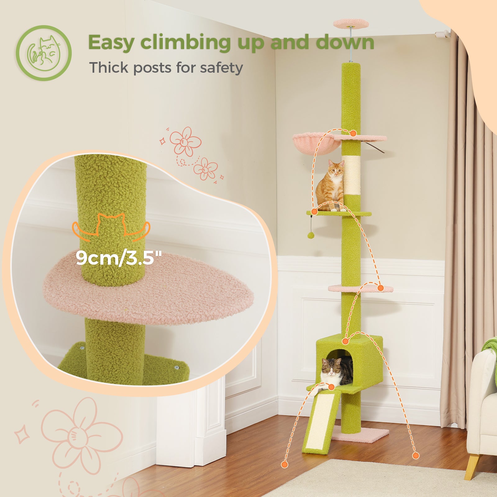 5-Tier Floor to Ceiling Cat Tree Tower