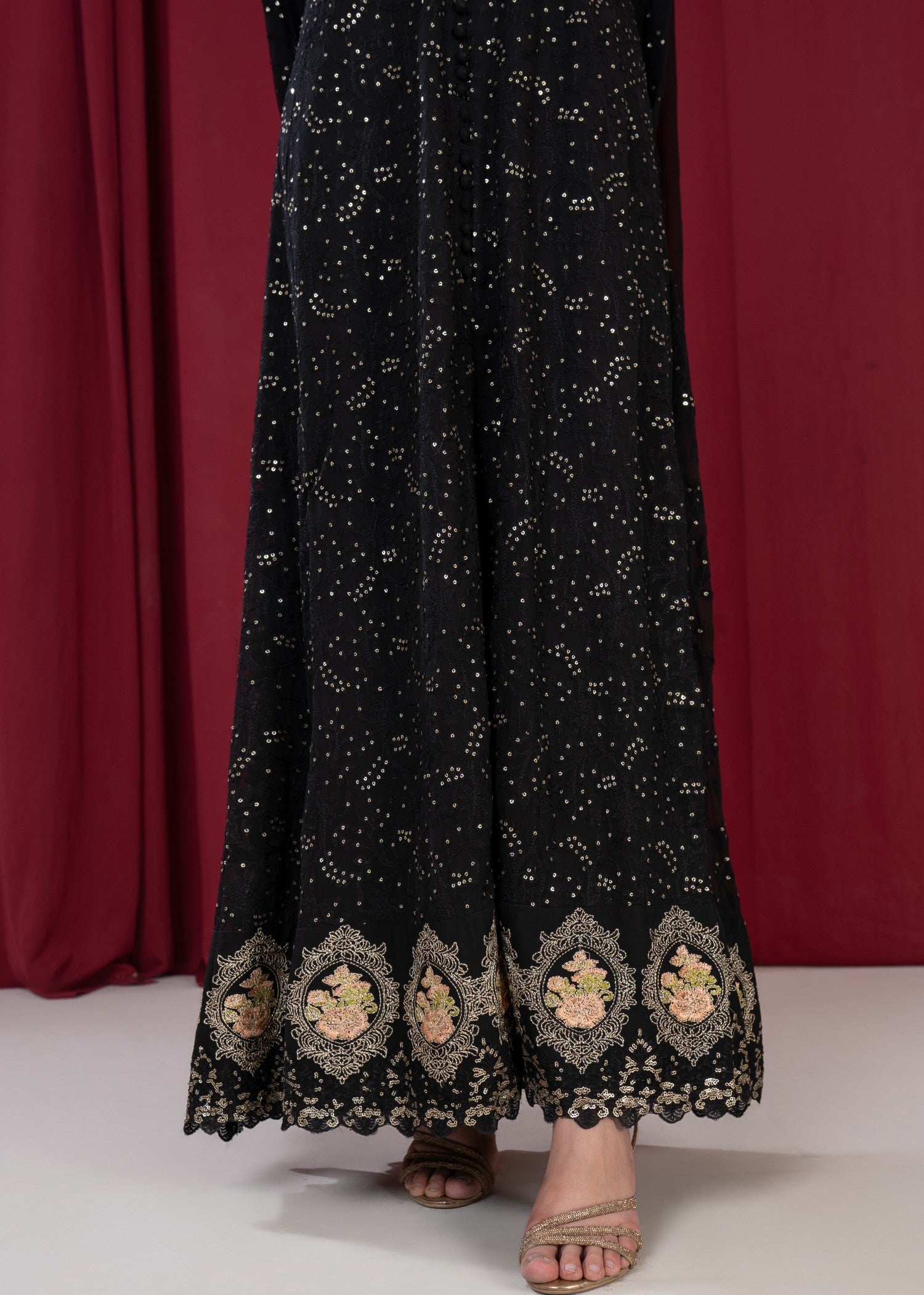 bemberg crinkle chiffon Maxi in Black