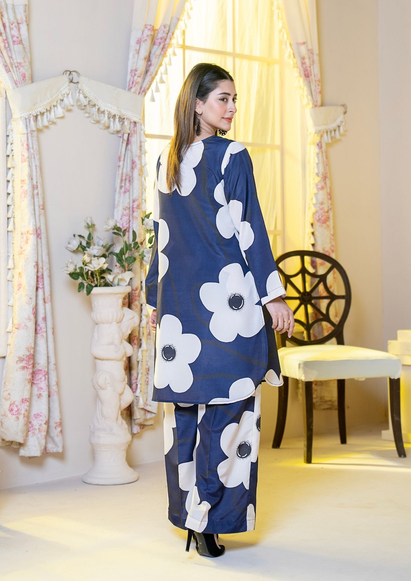 arabic lawn Co Ord Sets in Dark blue