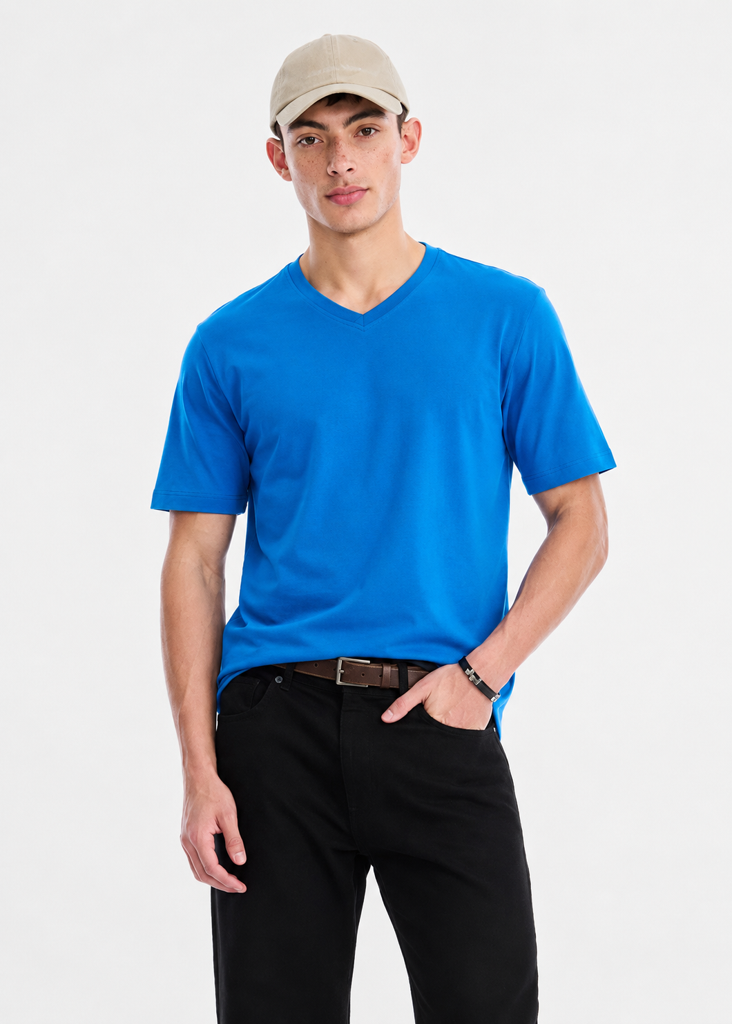 cotton T Shirt in Ocean blue