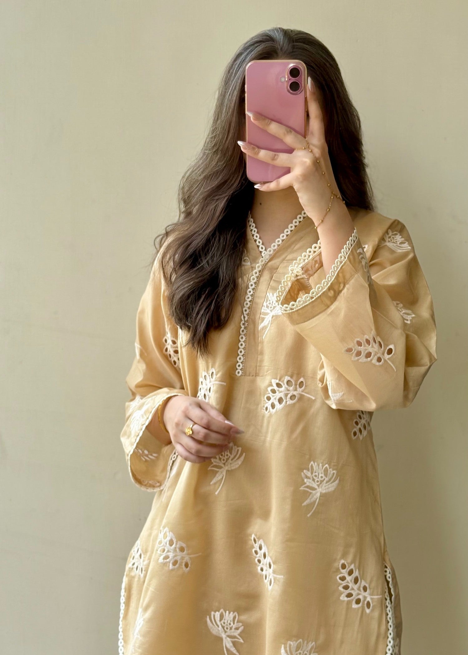 paper lawn Co Ord Sets in Golden brown