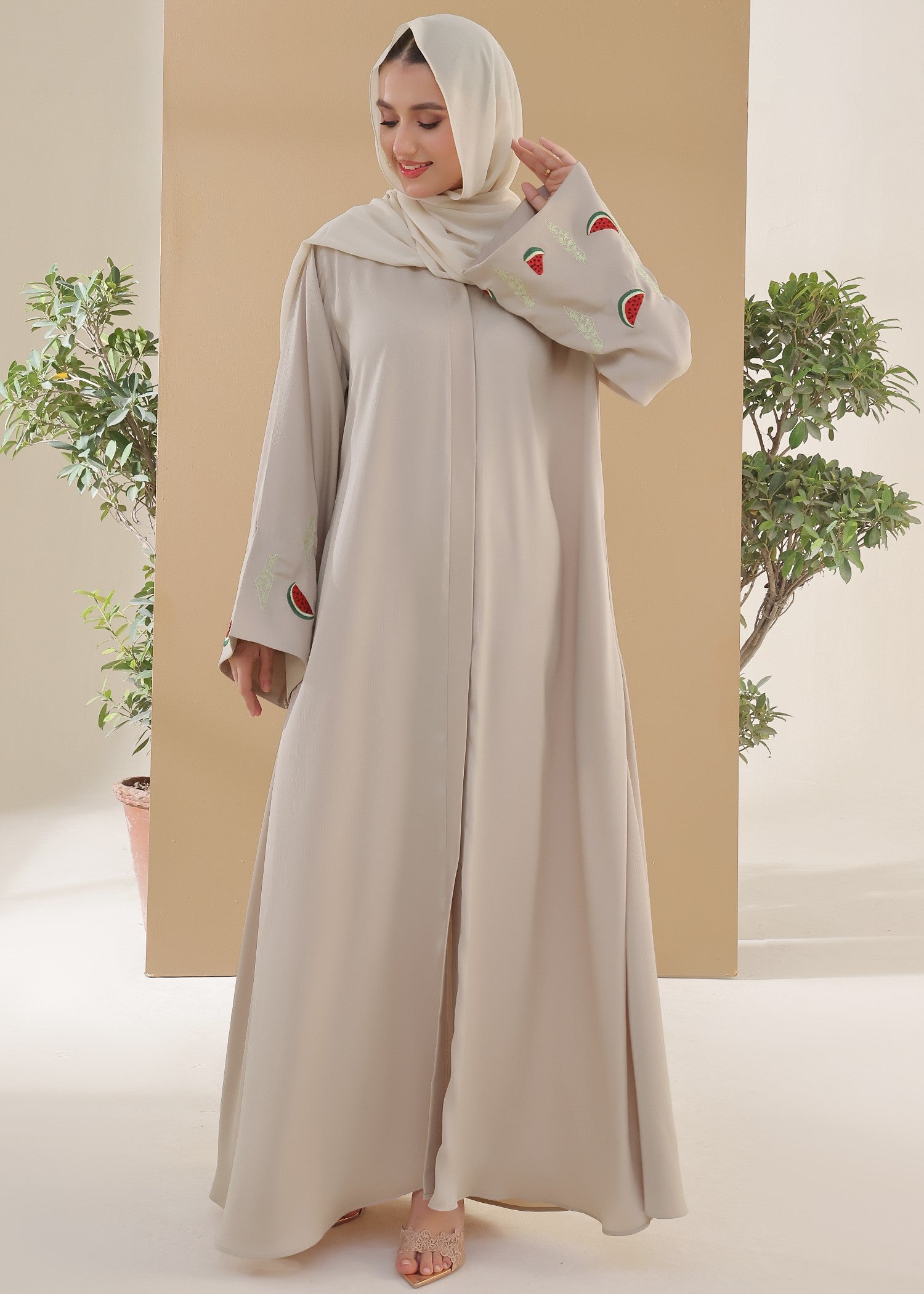 nidha Abaya in Pearl white