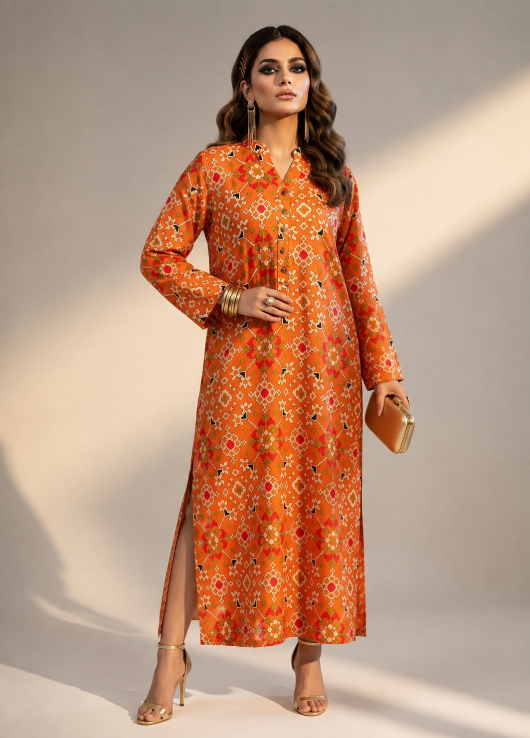 pure viscose Kaftan in Orange