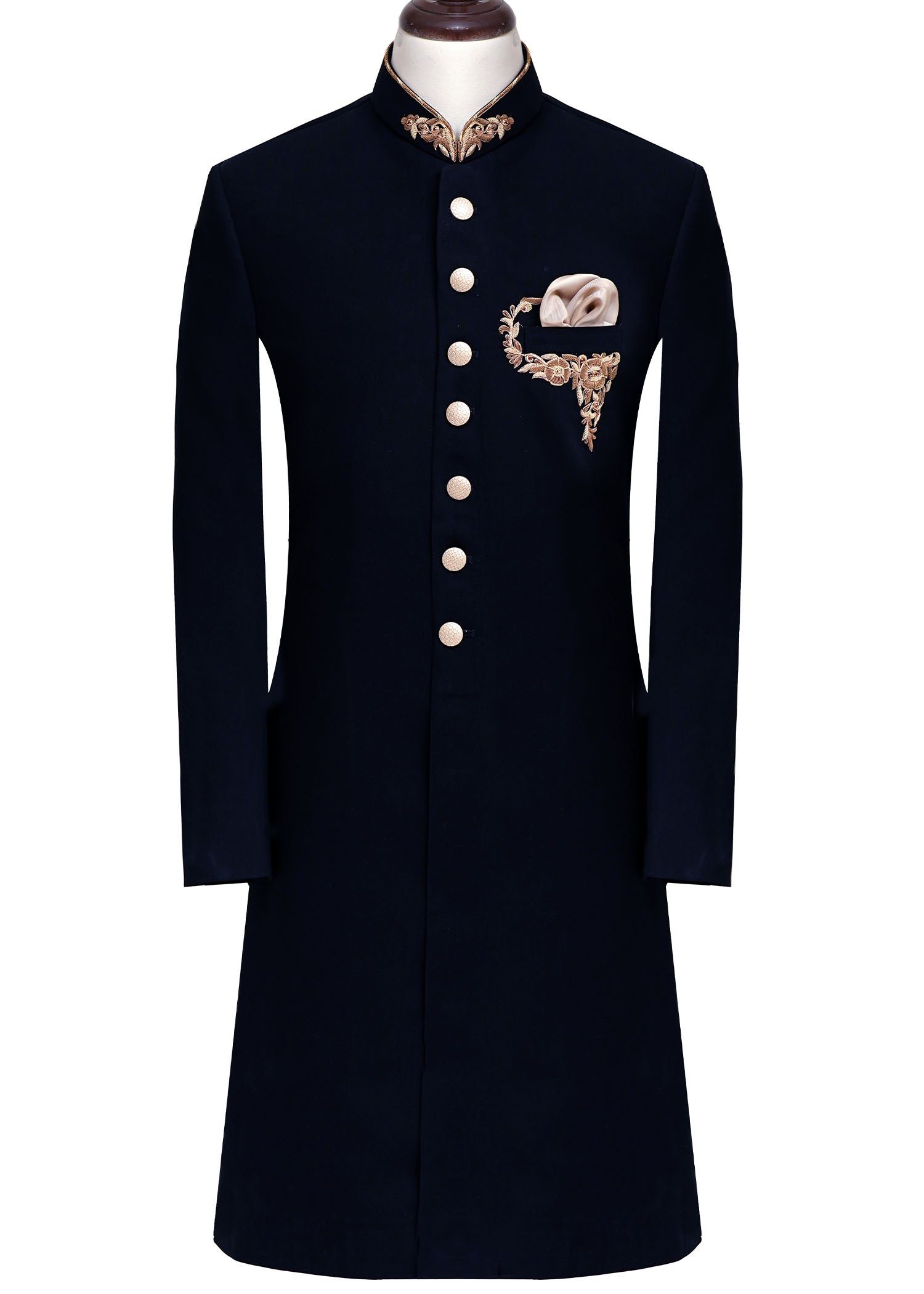 tropical Sherwani in Black