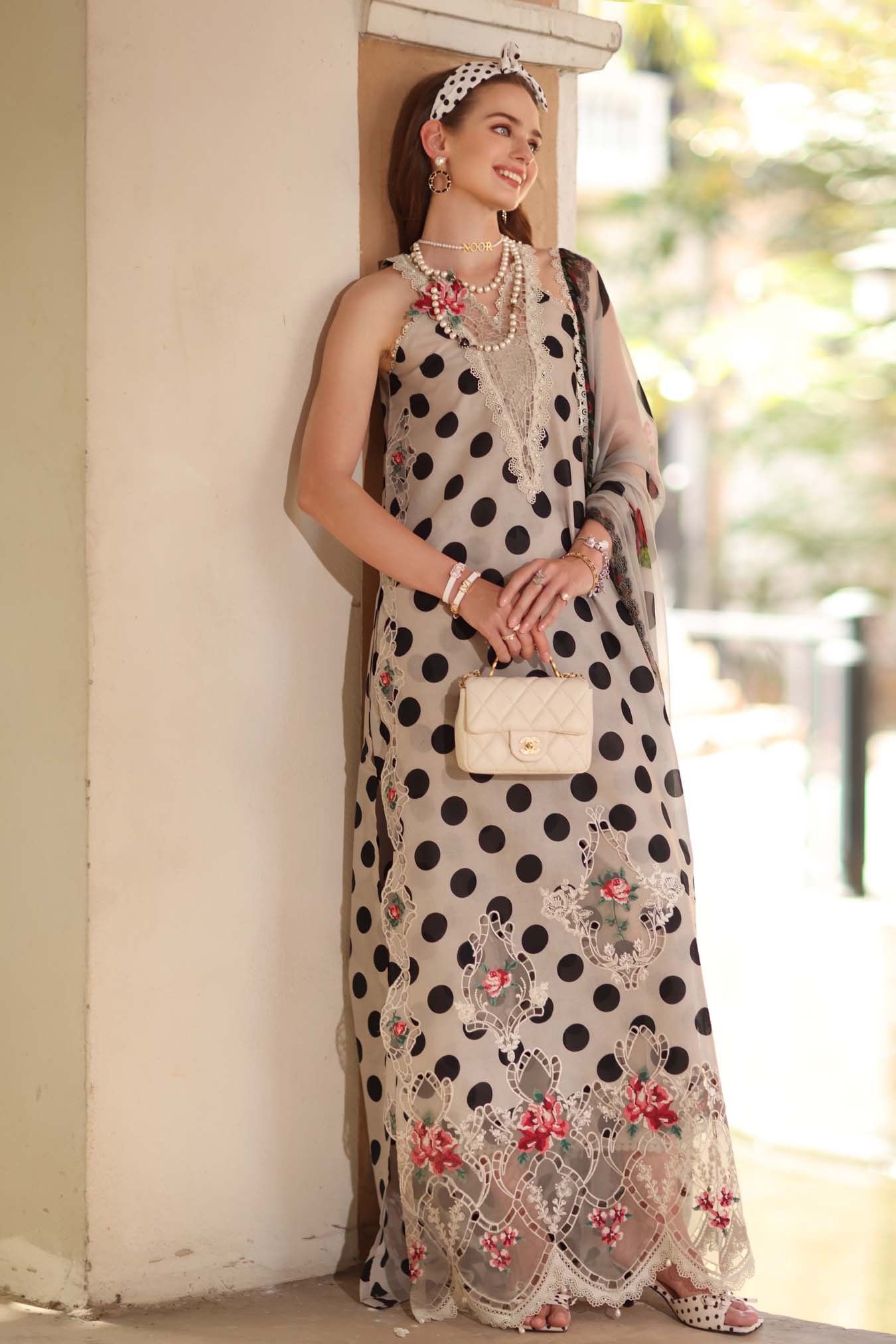 Noor Eid Luxe Printskhaas Lawn – D4 - B - Moonlight Polka