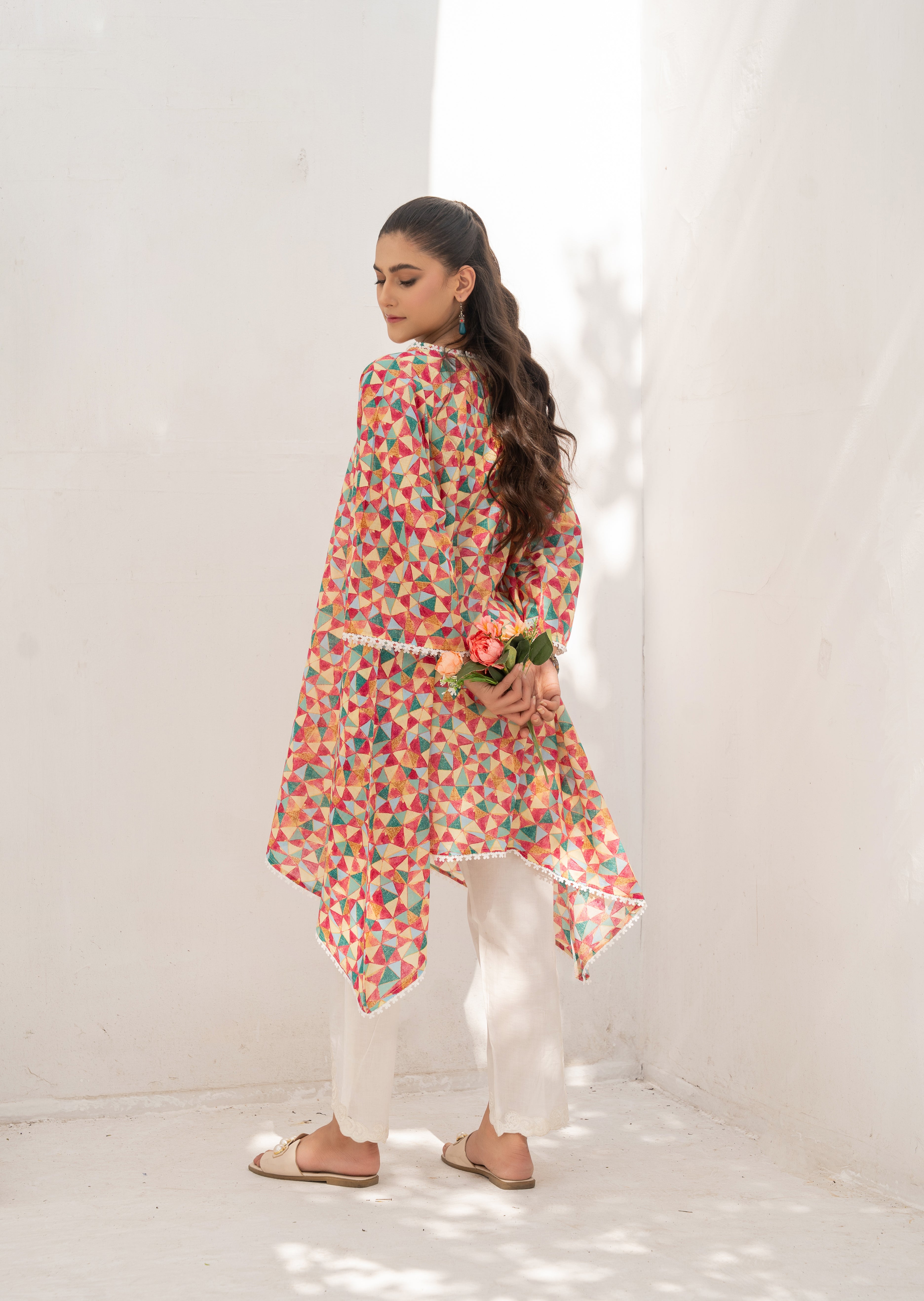 lawn Short Frock in Multi