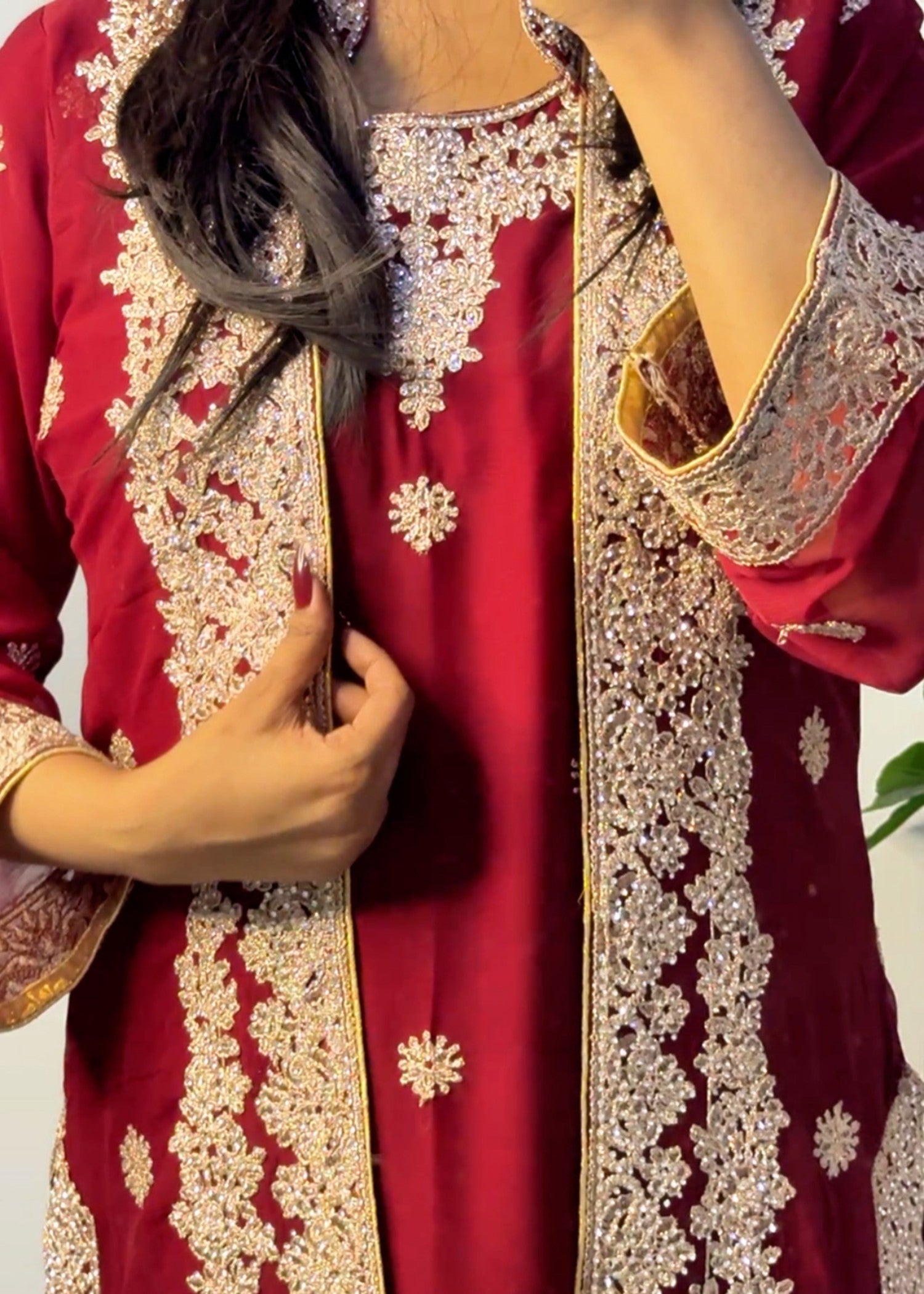 chiffon Gown in Blood red