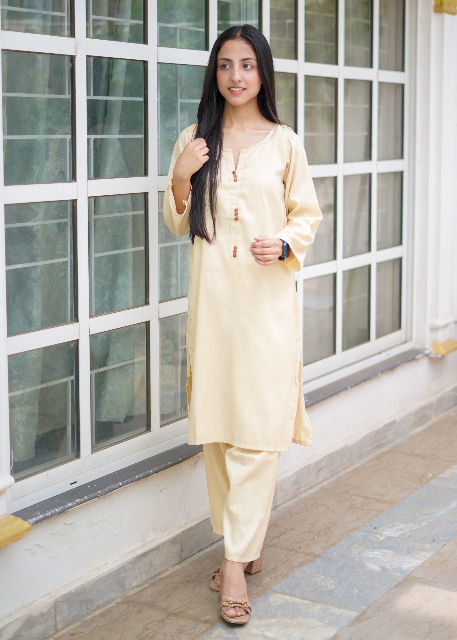 viscose raw silk Co Ord Sets in Cream