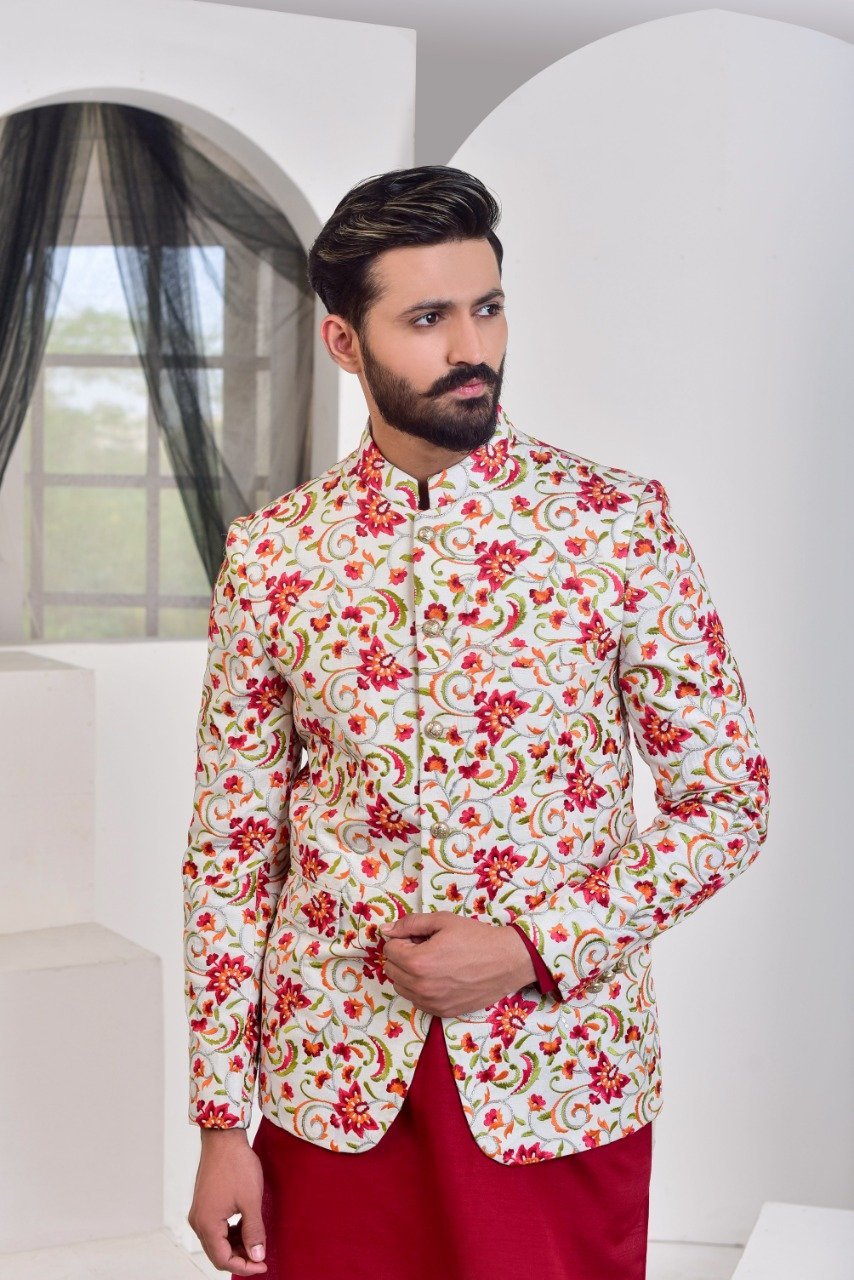raw silk Prince Coat in Multi