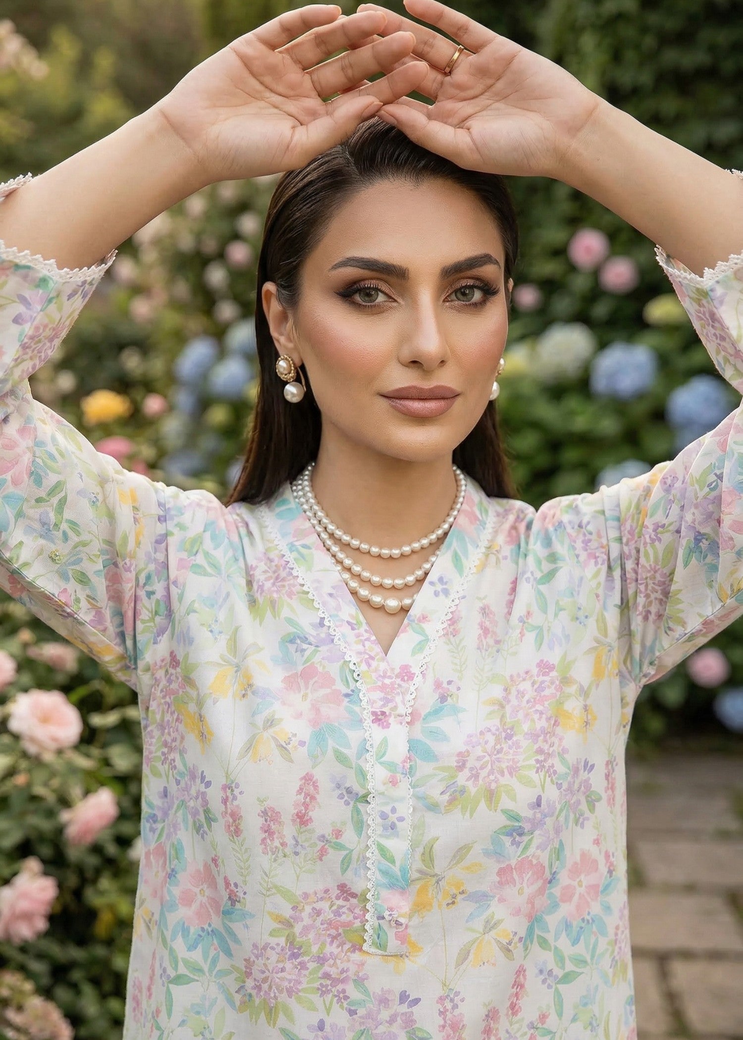 lawn Co Ord Sets in Floral white