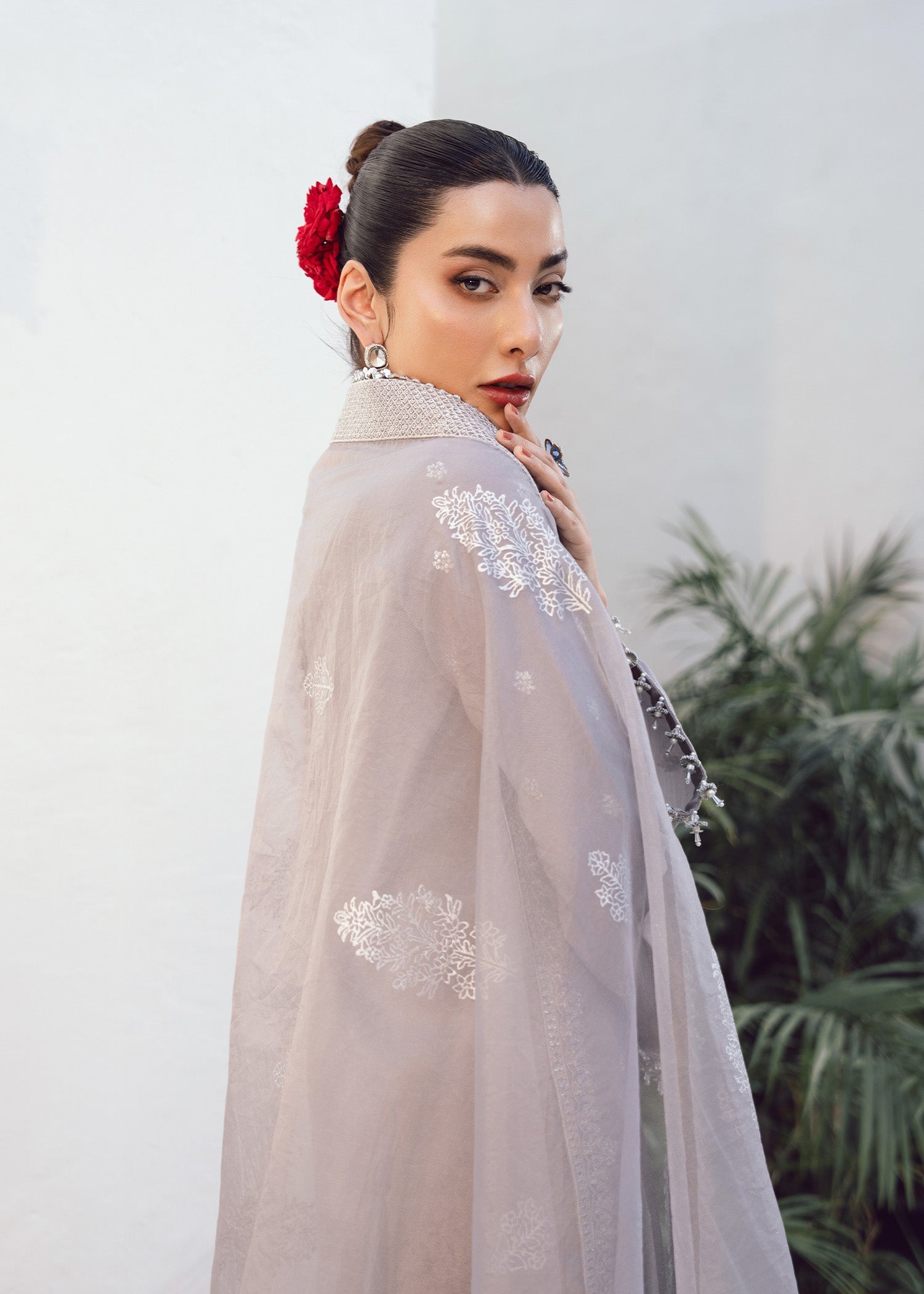raw silk Kurta Set in Ash grey