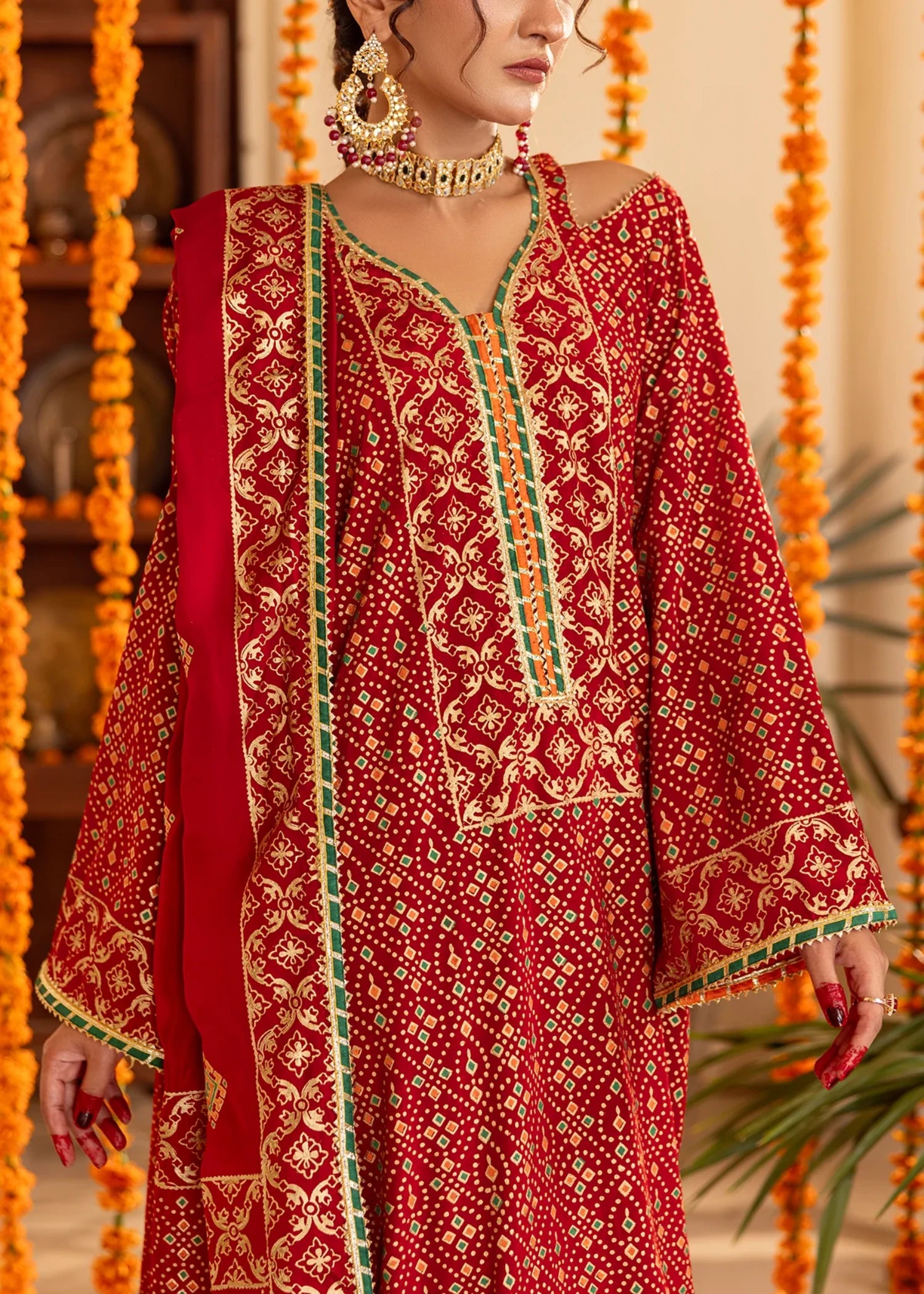 raw silk Unstitched in Rust red