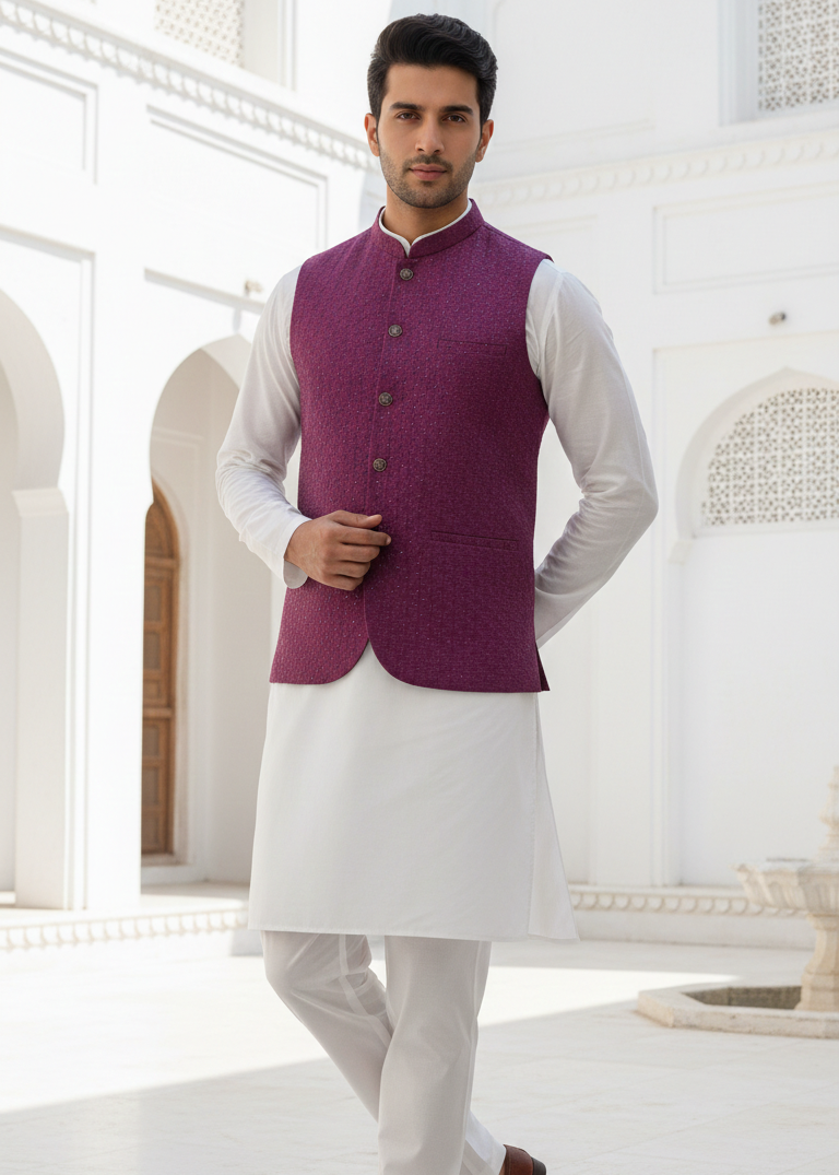 silk Waistcoat in Purple