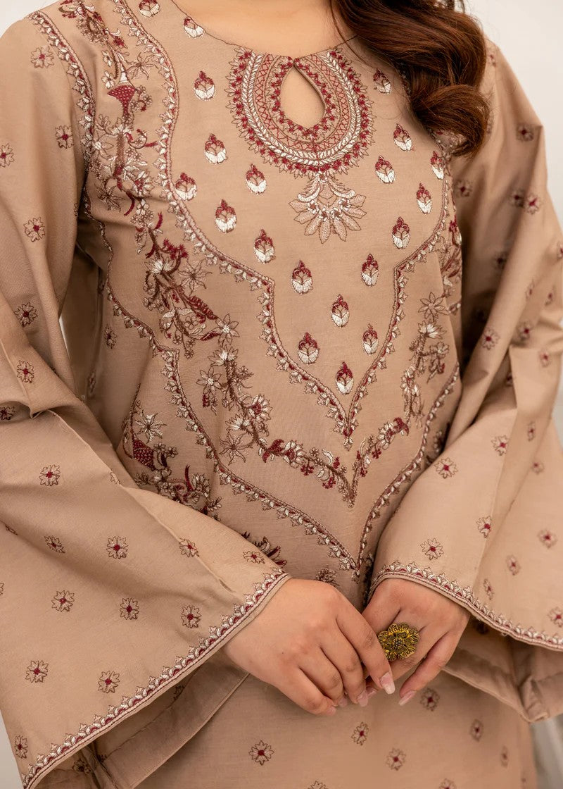 poplin Kurta Set in Brown