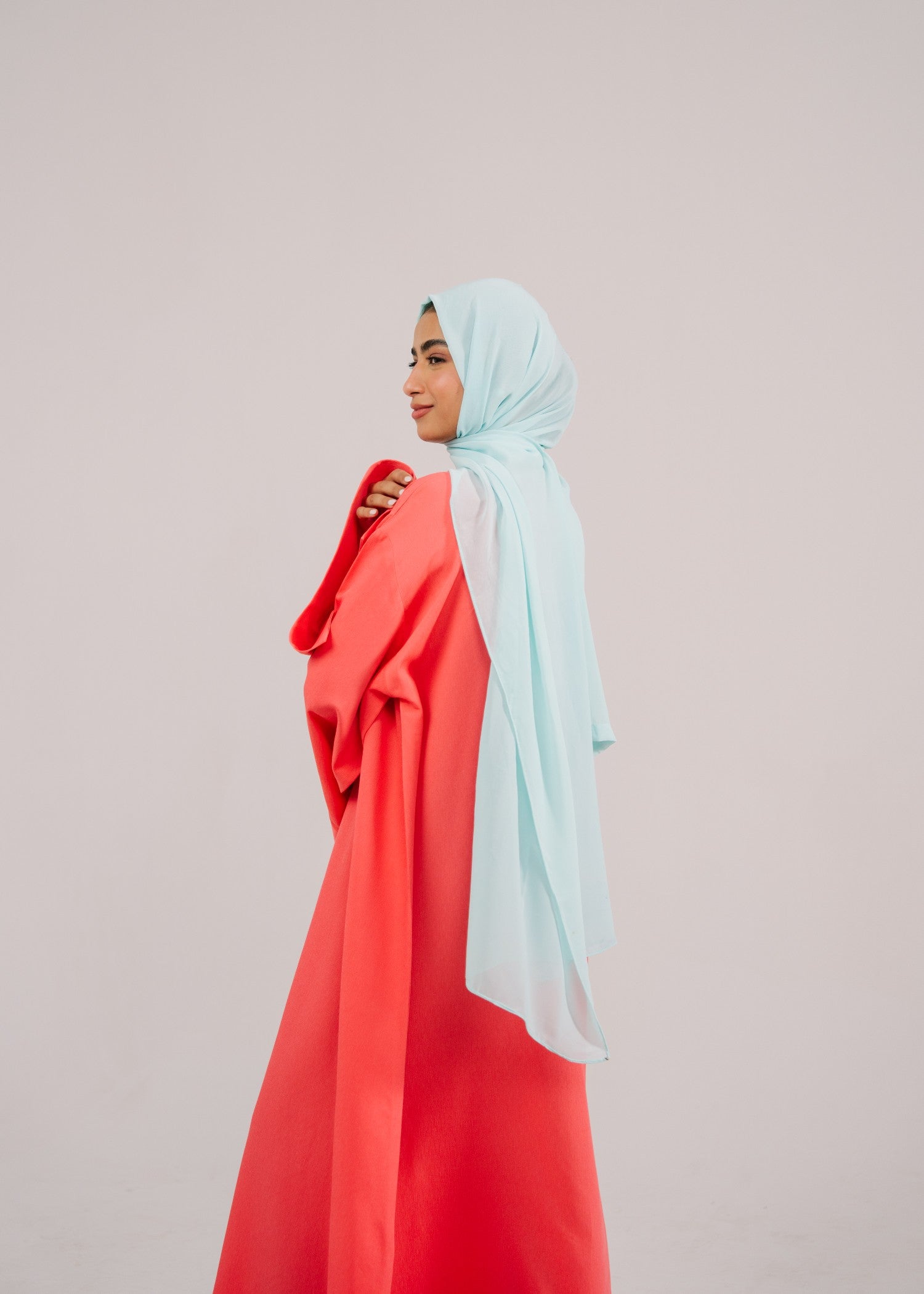summer khaddar Abaya in Coral pink
