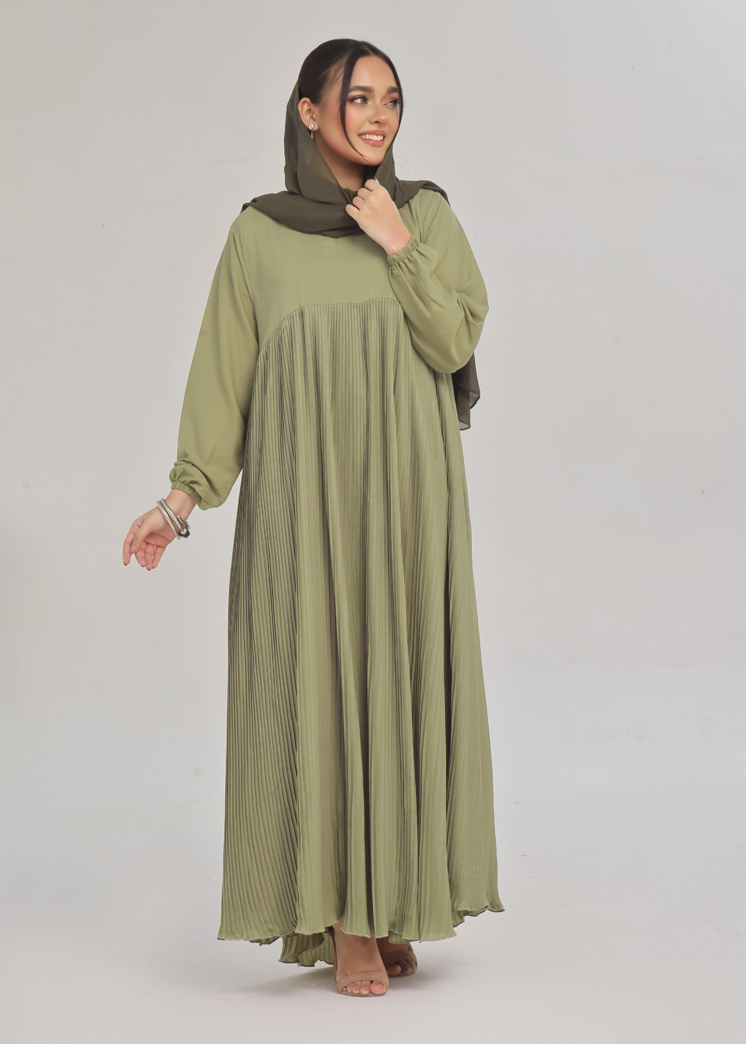 nidha Abaya in Sage green