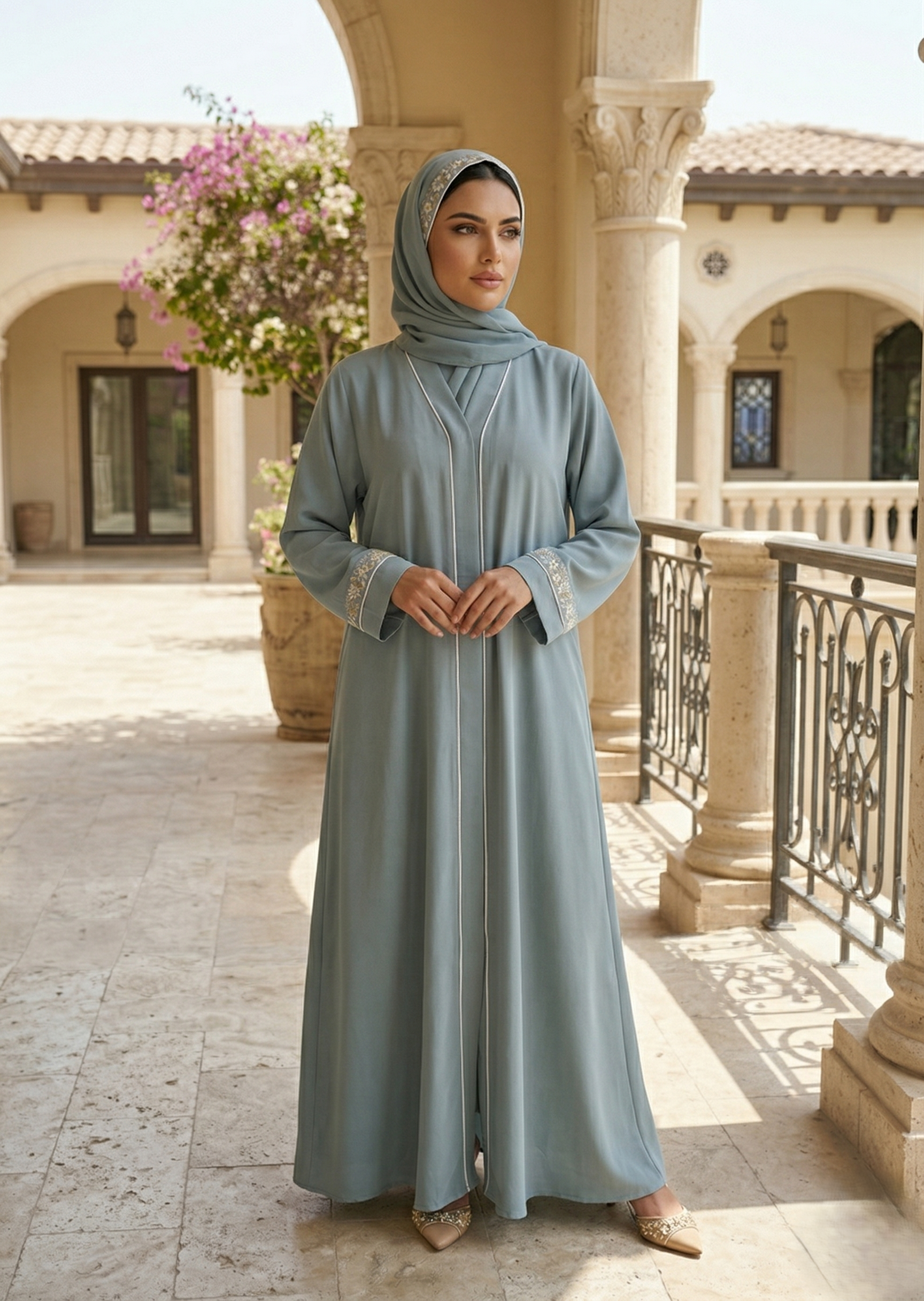 nidha Abaya in Sky blue