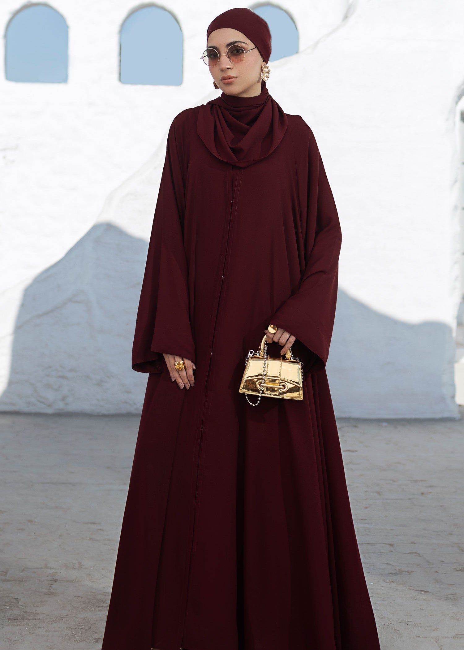 chiffon Abaya in Maroon