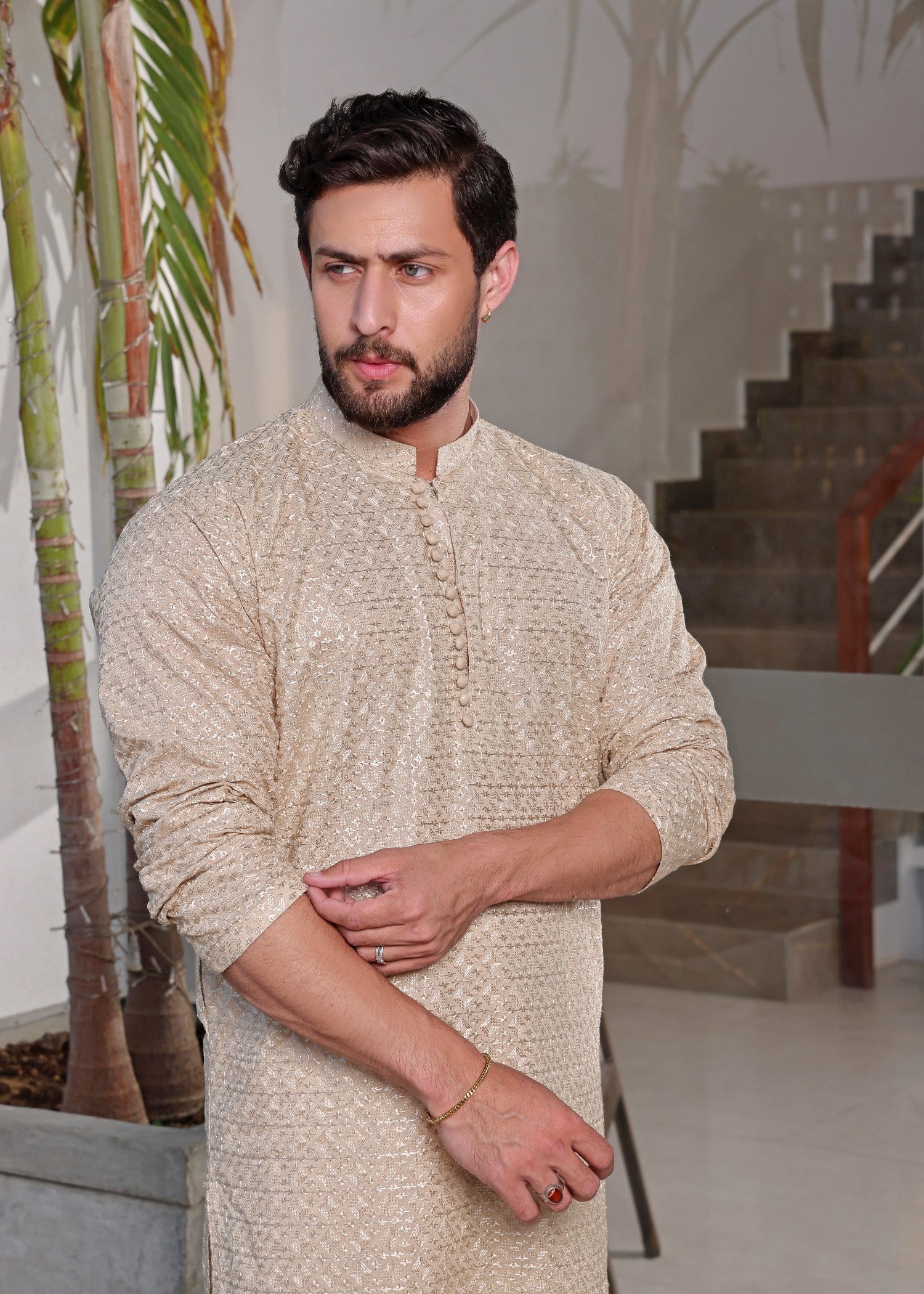 lawn Kurta Set in Beige by The Great Masters (TGM)