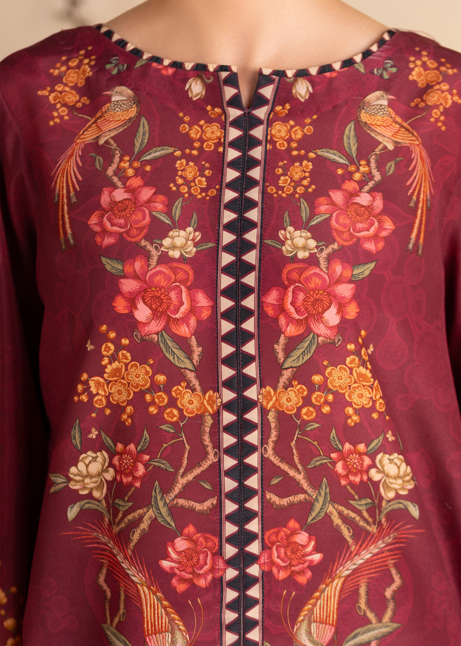 cambric Co Ord Sets in Maroon