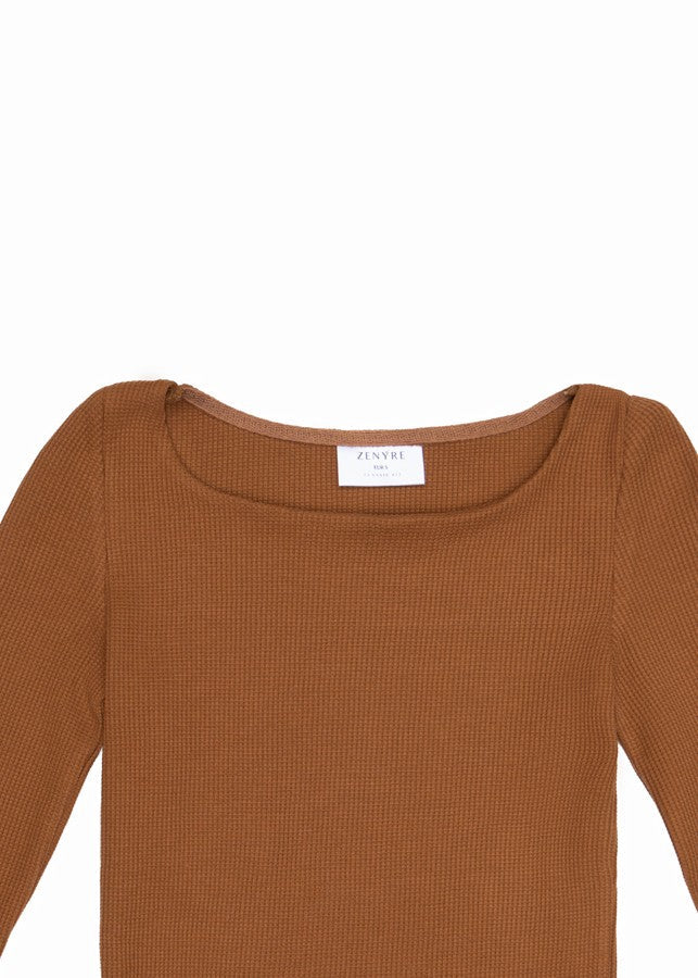 polyester Blouse in Camel brown