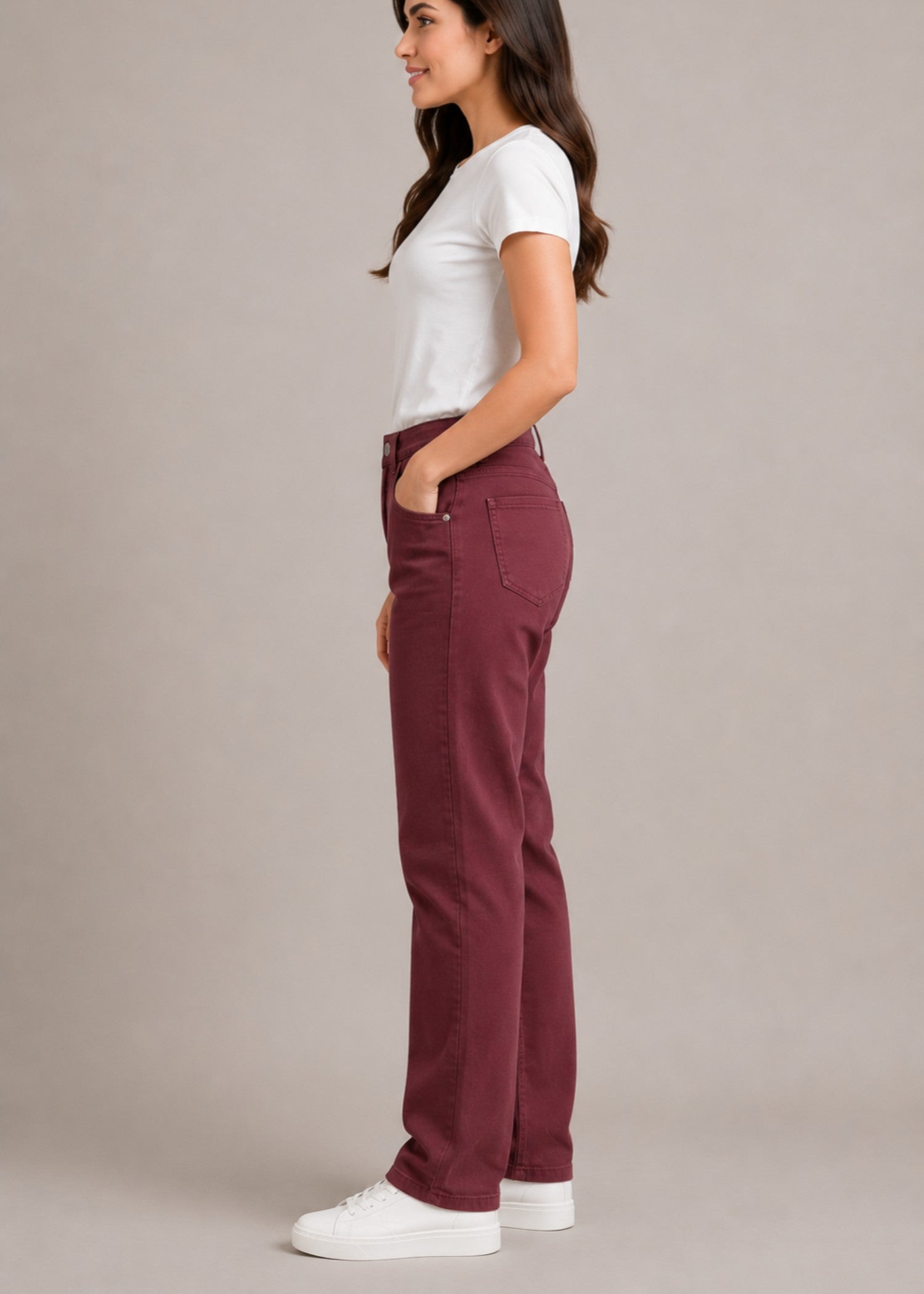cotton Jeans in Maroon