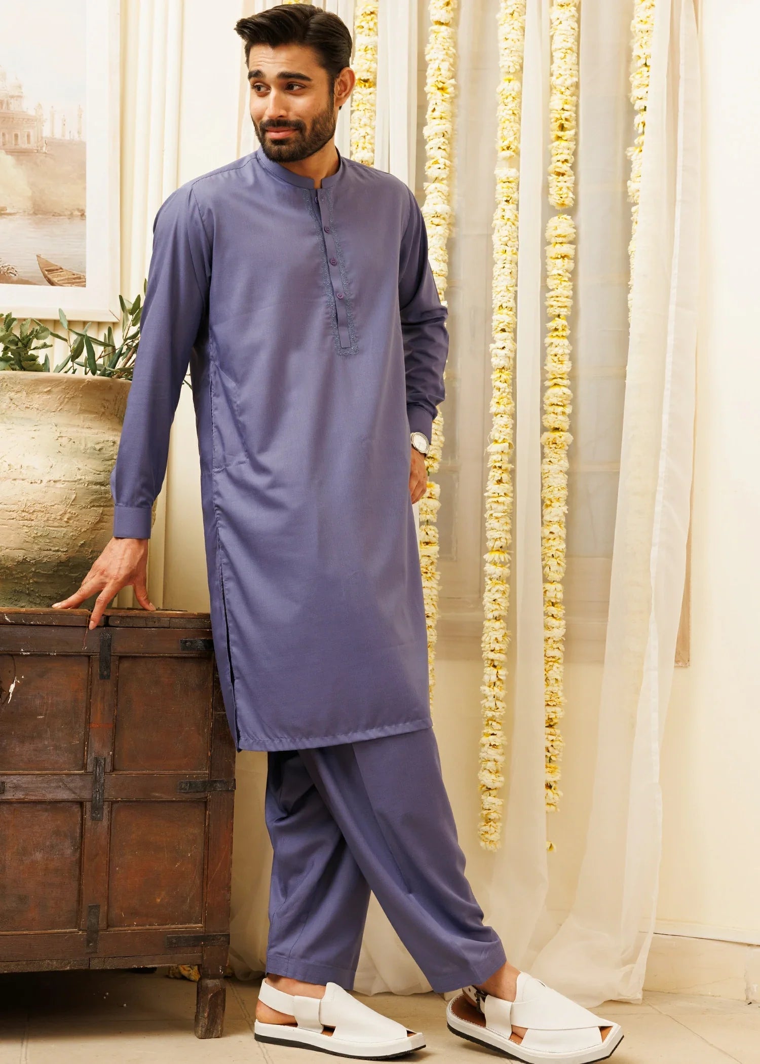 wash & wear Shalwar Kameez in Purple mountain majesty by Black Pearl