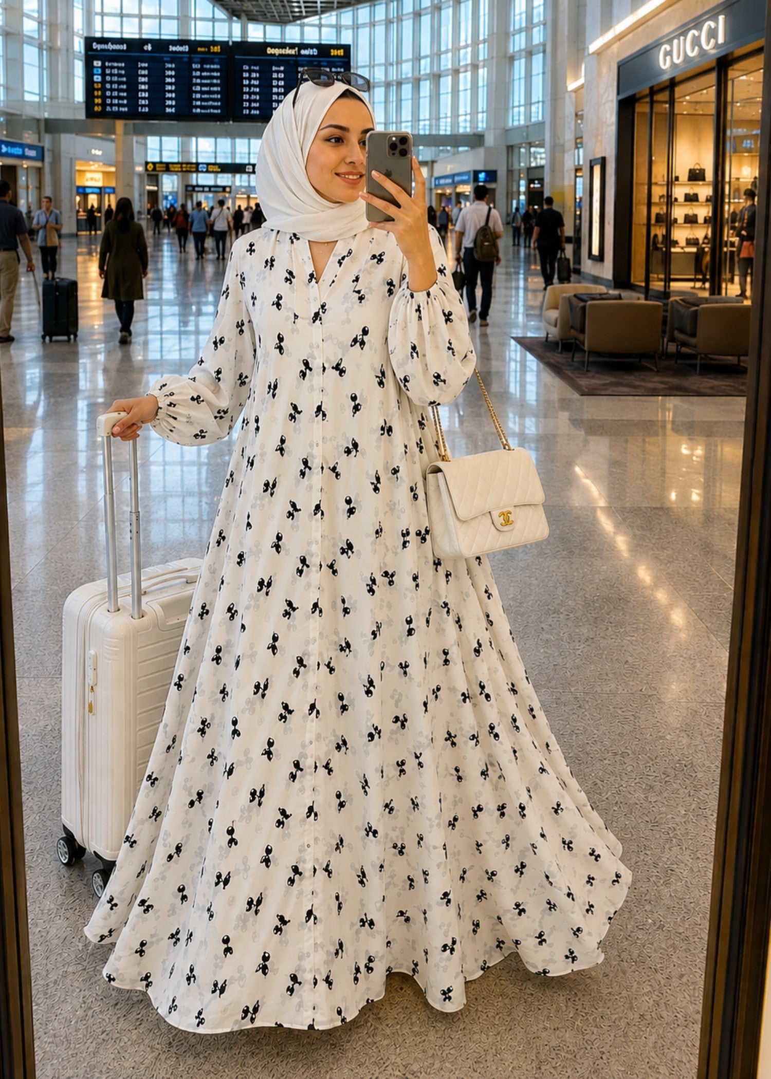 georgette Abaya in Ivory