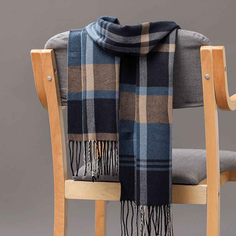 British Plaid Imitation Cashmere Tassels Couple Parent-Child Men'S Scarf