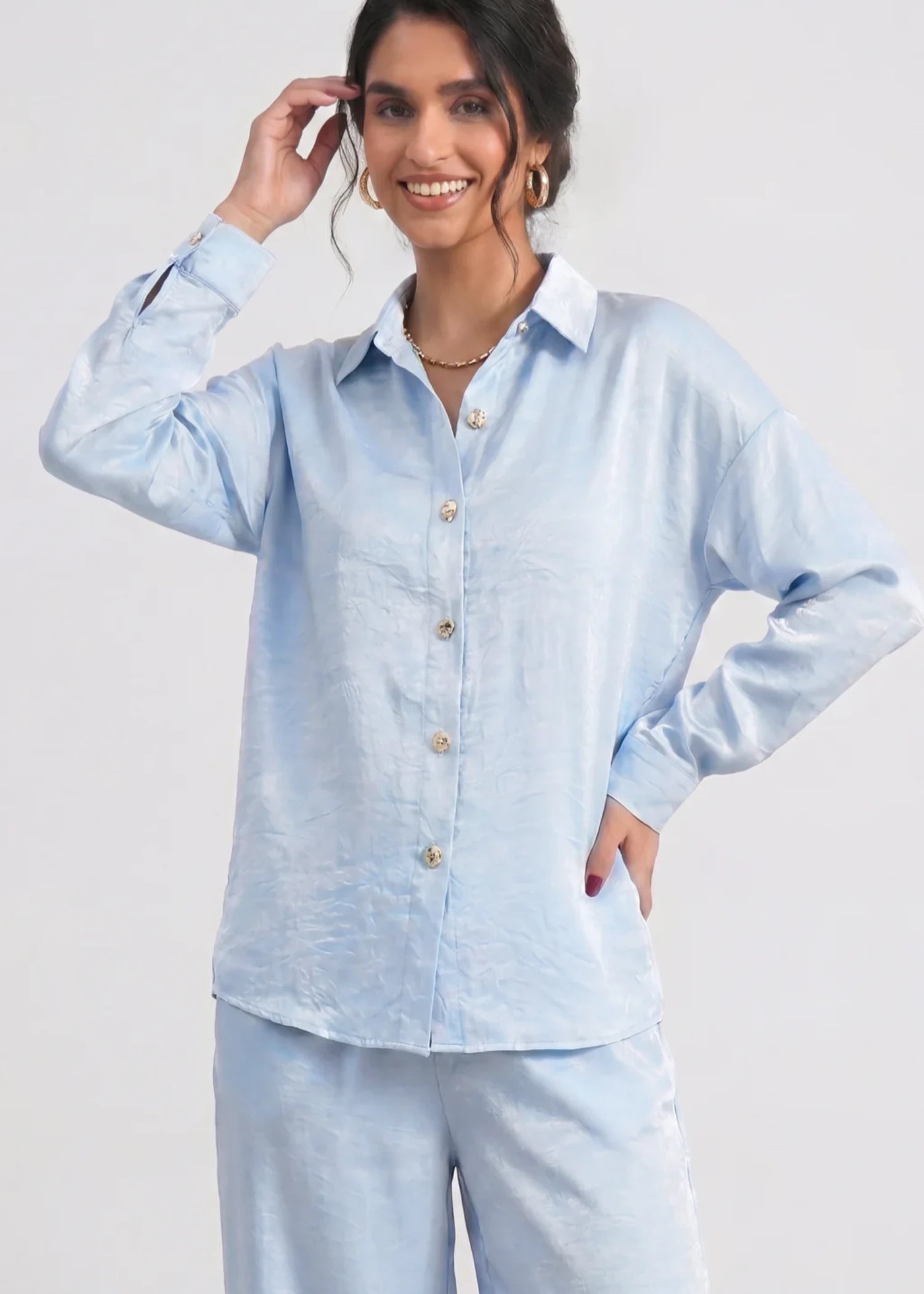 polyester Top in Ice blue