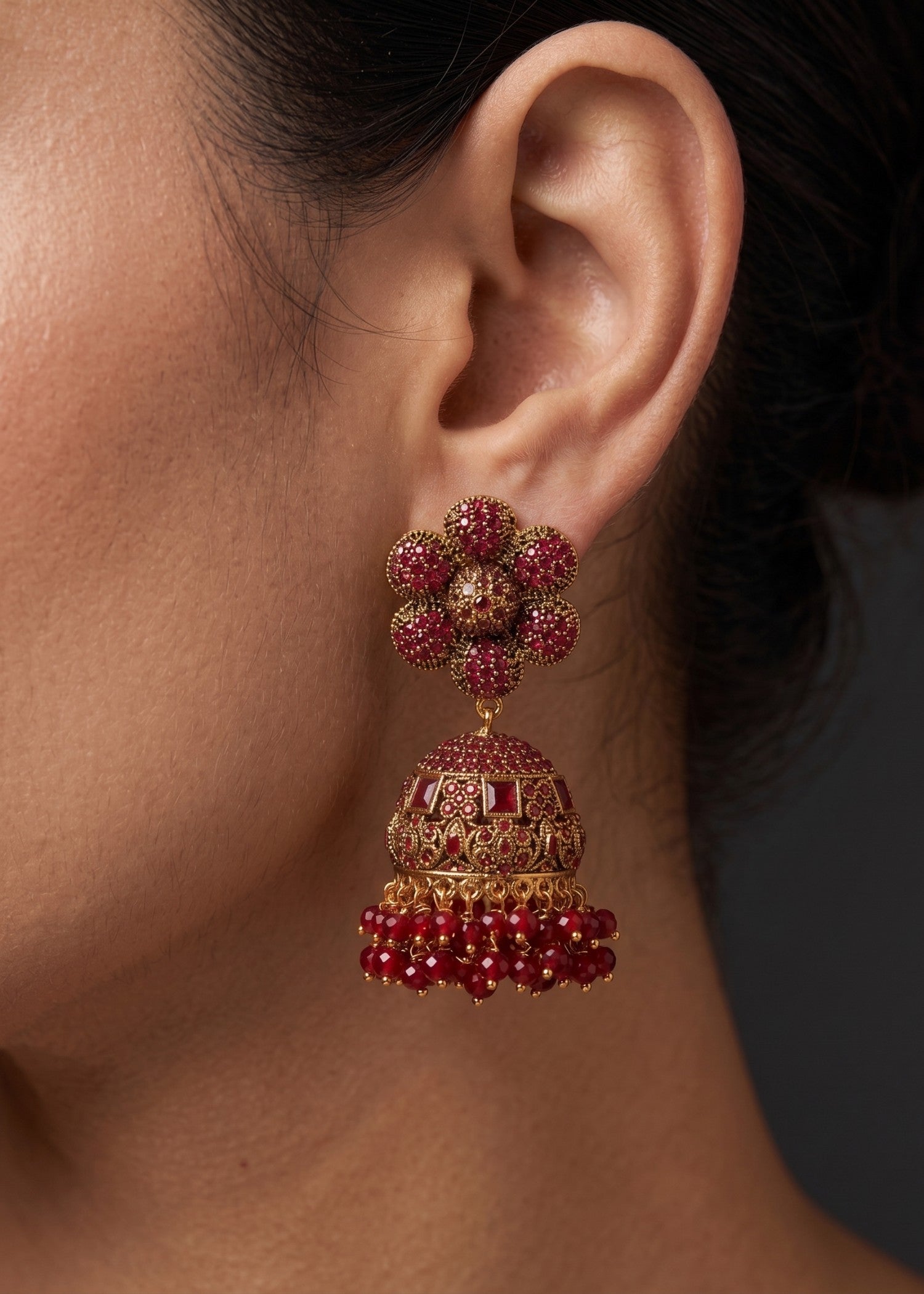 Earrings in Red Color by - Trendy Women Earrings GIG0254