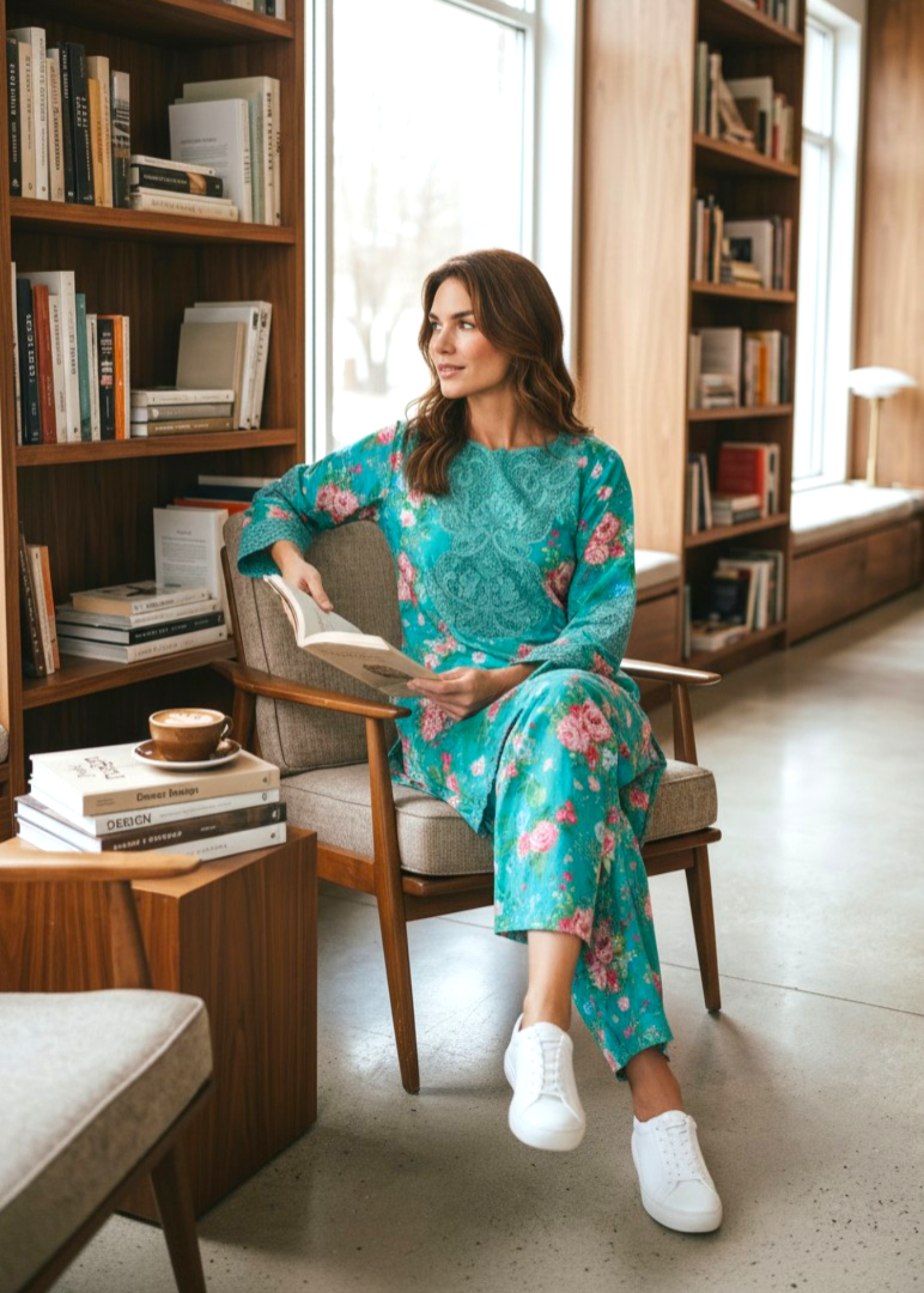 arabic lawn Kurta Set in Multi