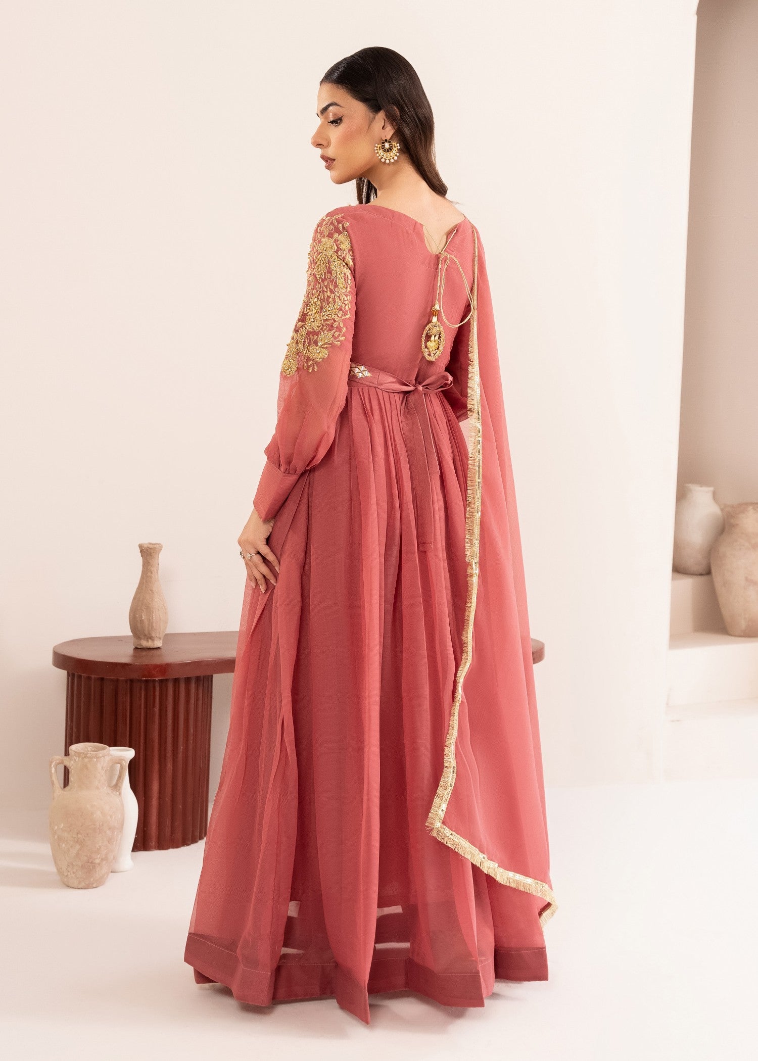 chiffon Maxi in Tea rose pink