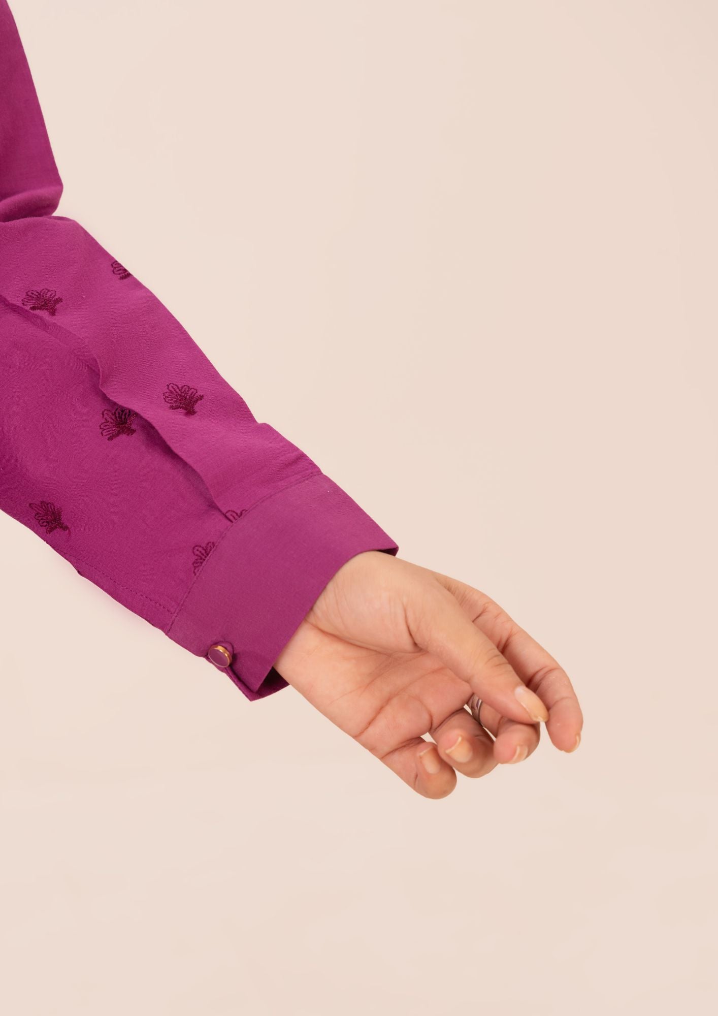 cambric Kurta Set in Magenta haze