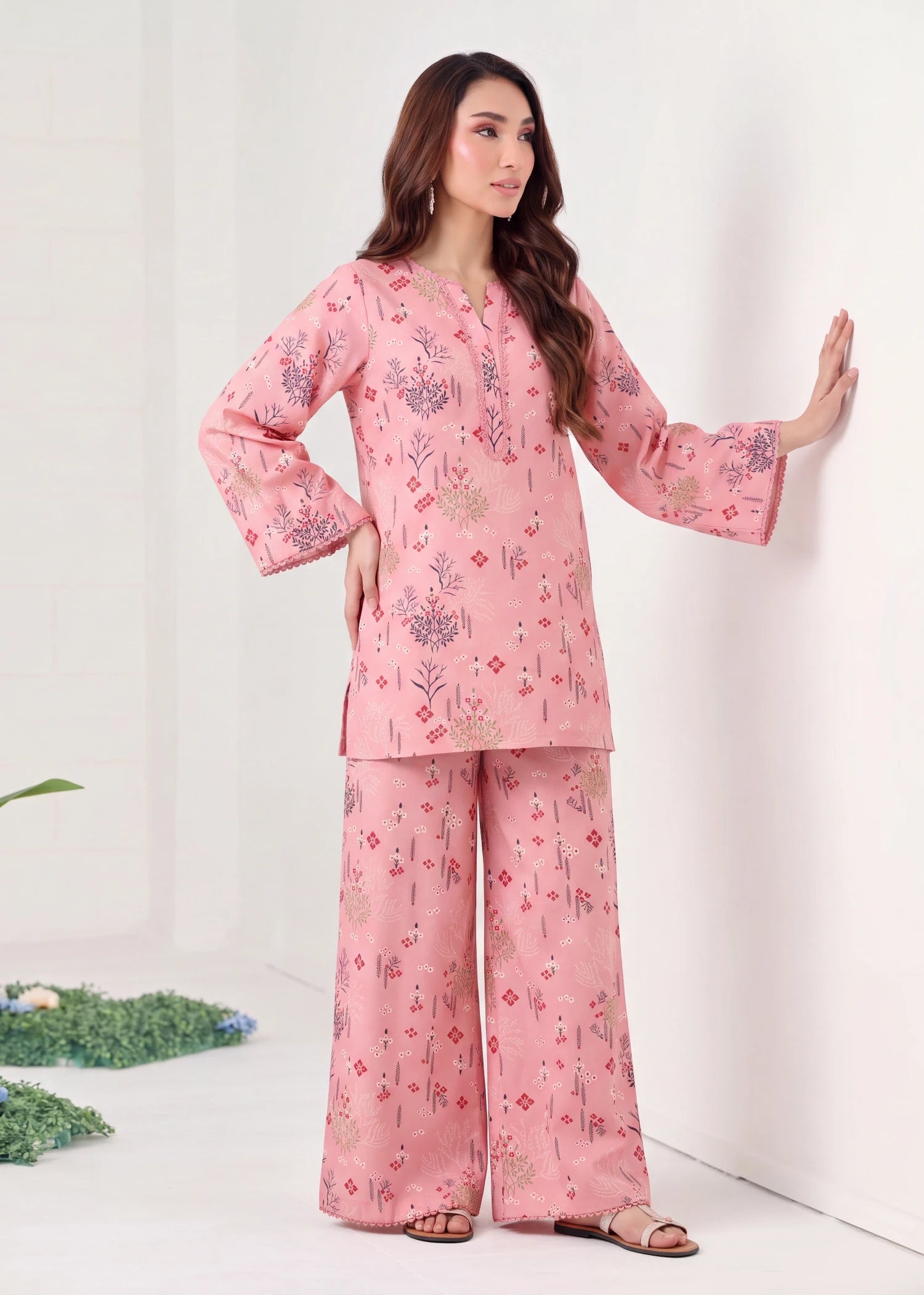 lawn Co Ord Sets in Salmon pink