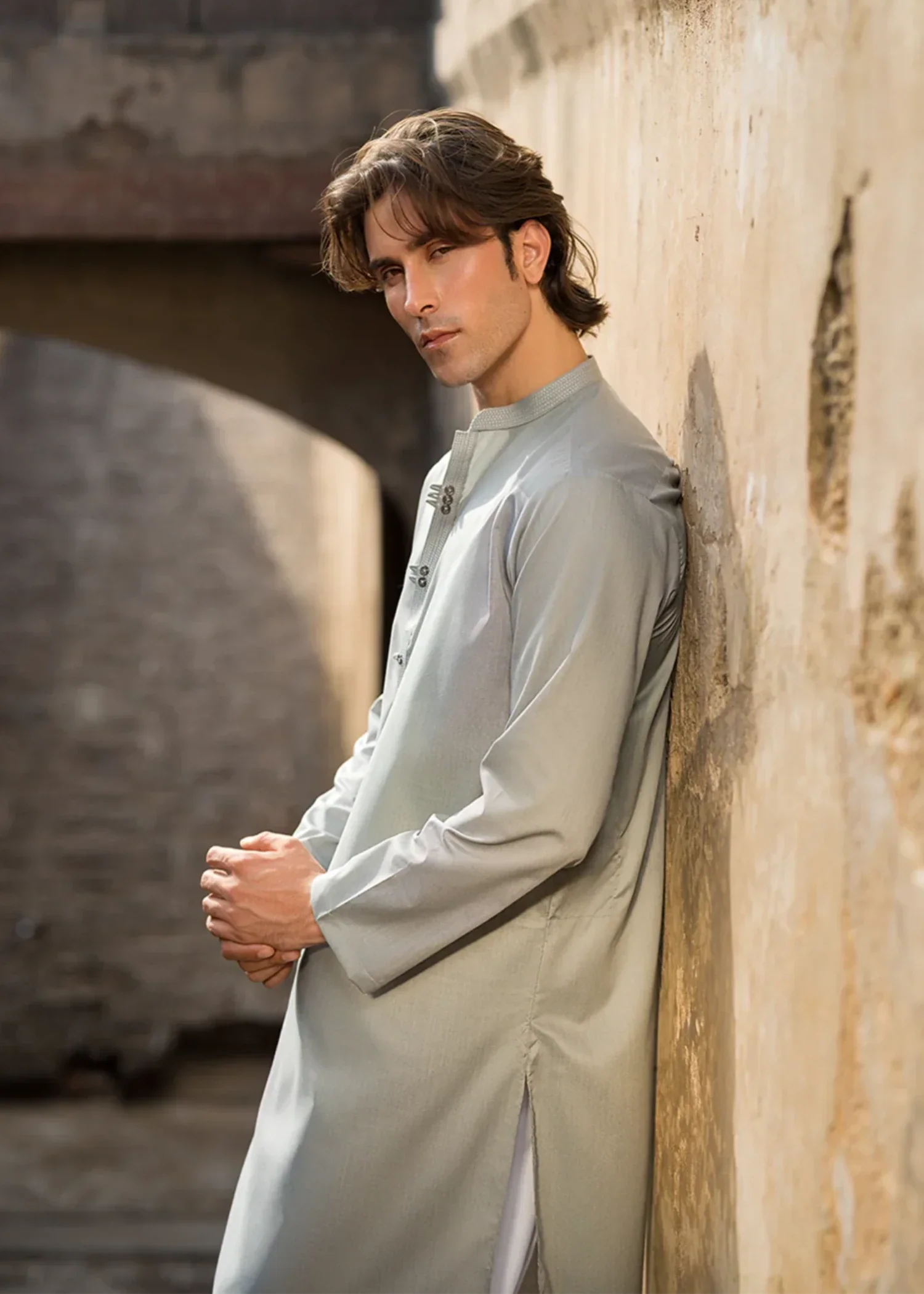 cotton Kurta in Ash grey