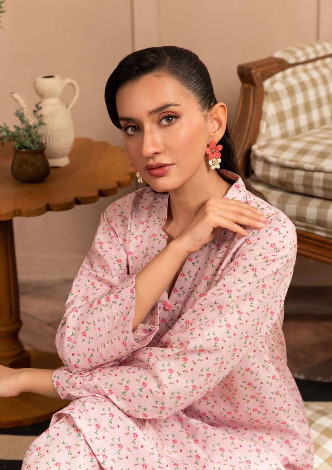 lawn Co Ord Sets in Baby pink
