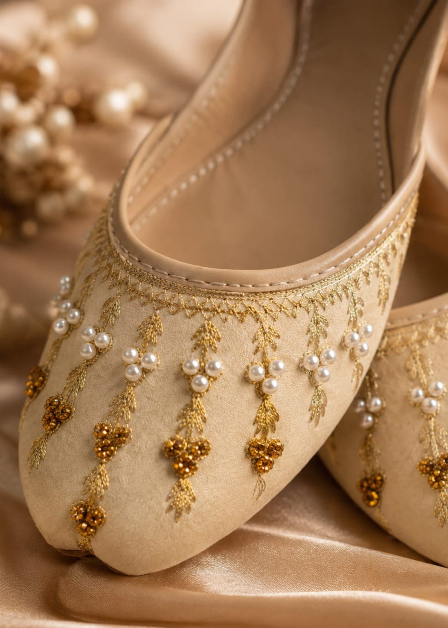 Khussa in Beige by - High Quality Women Khussa UNI5312