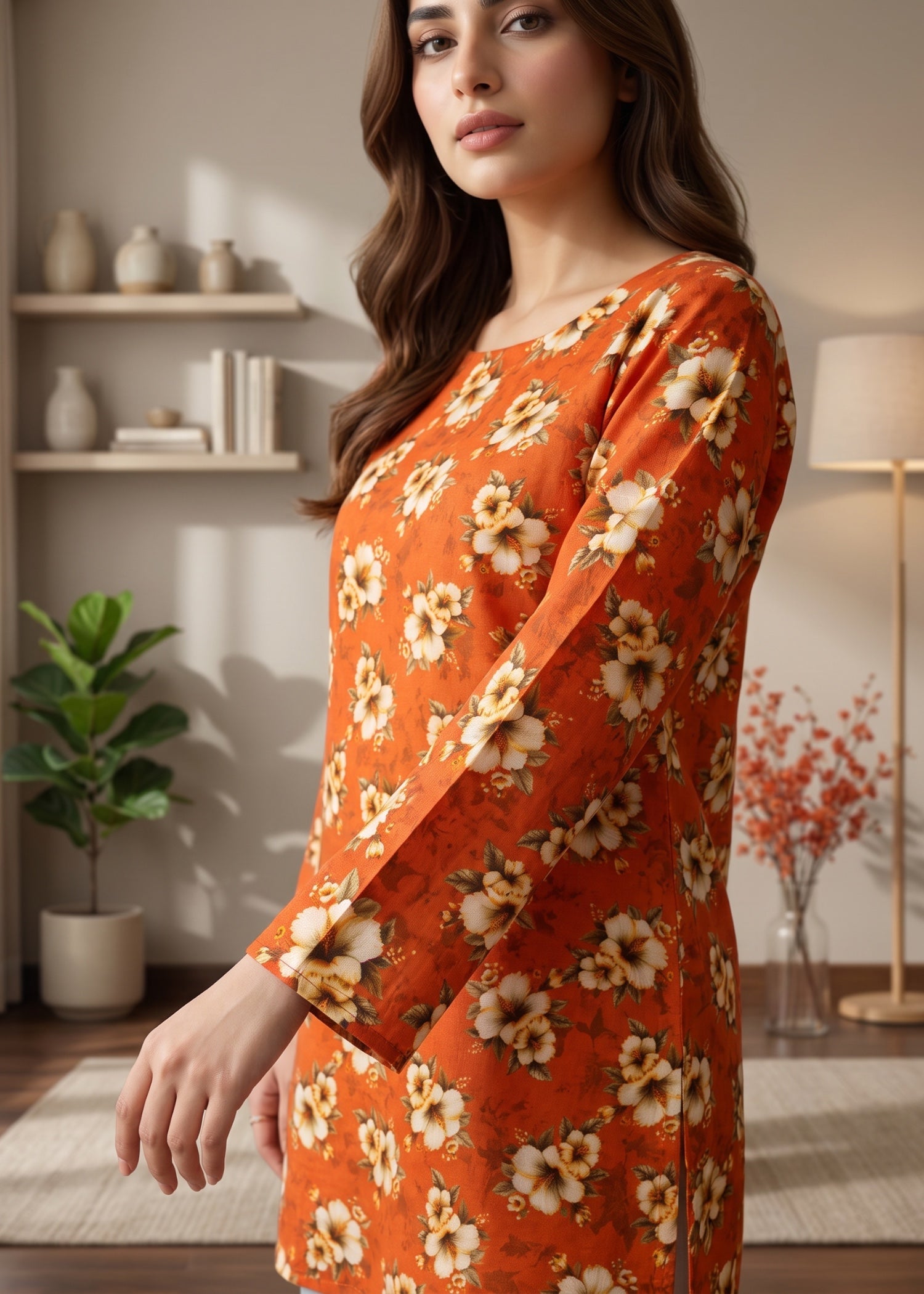 lawn cotton Kurti in Cardinal red