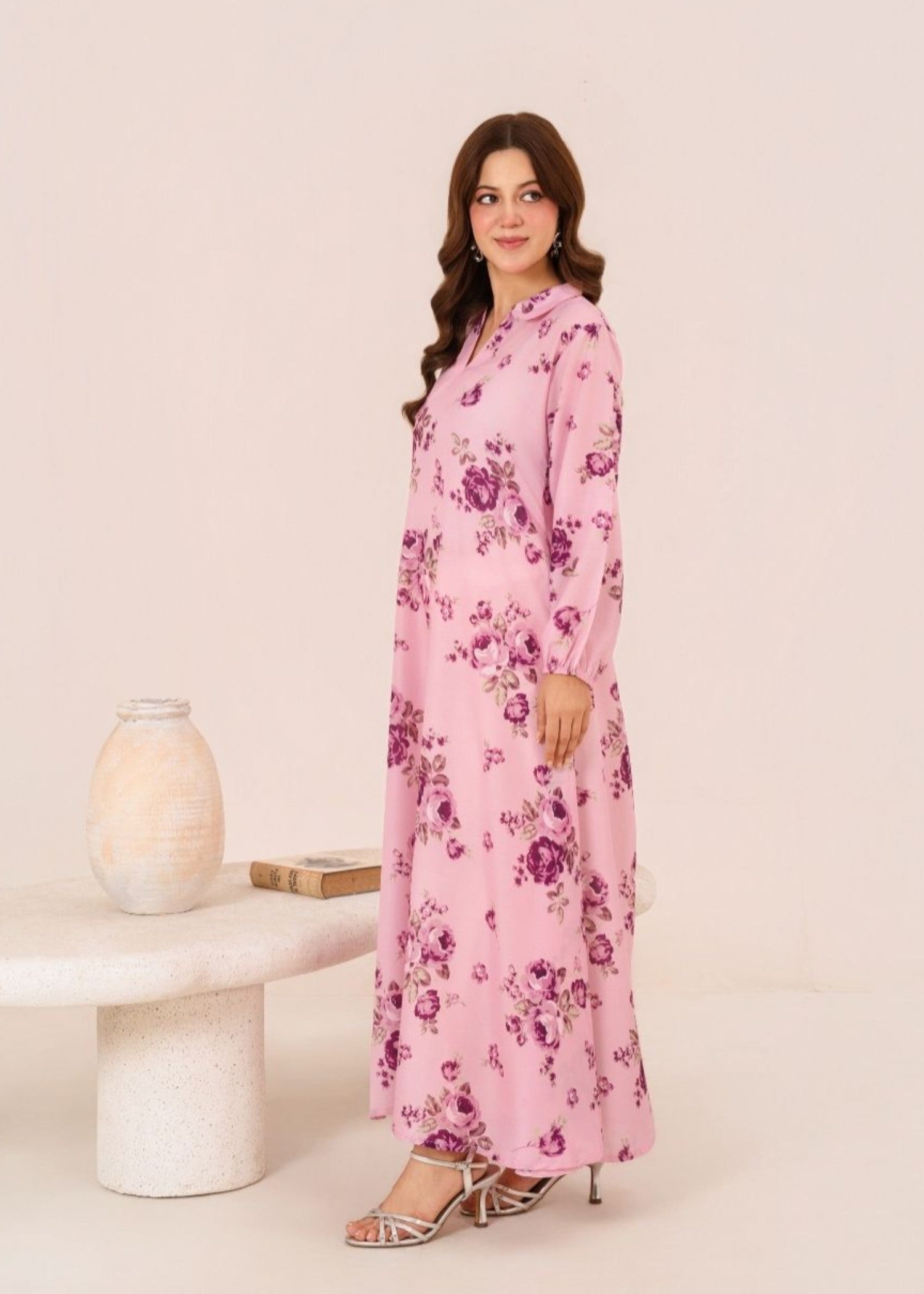 arabic lawn Maxi in Tea rose pink